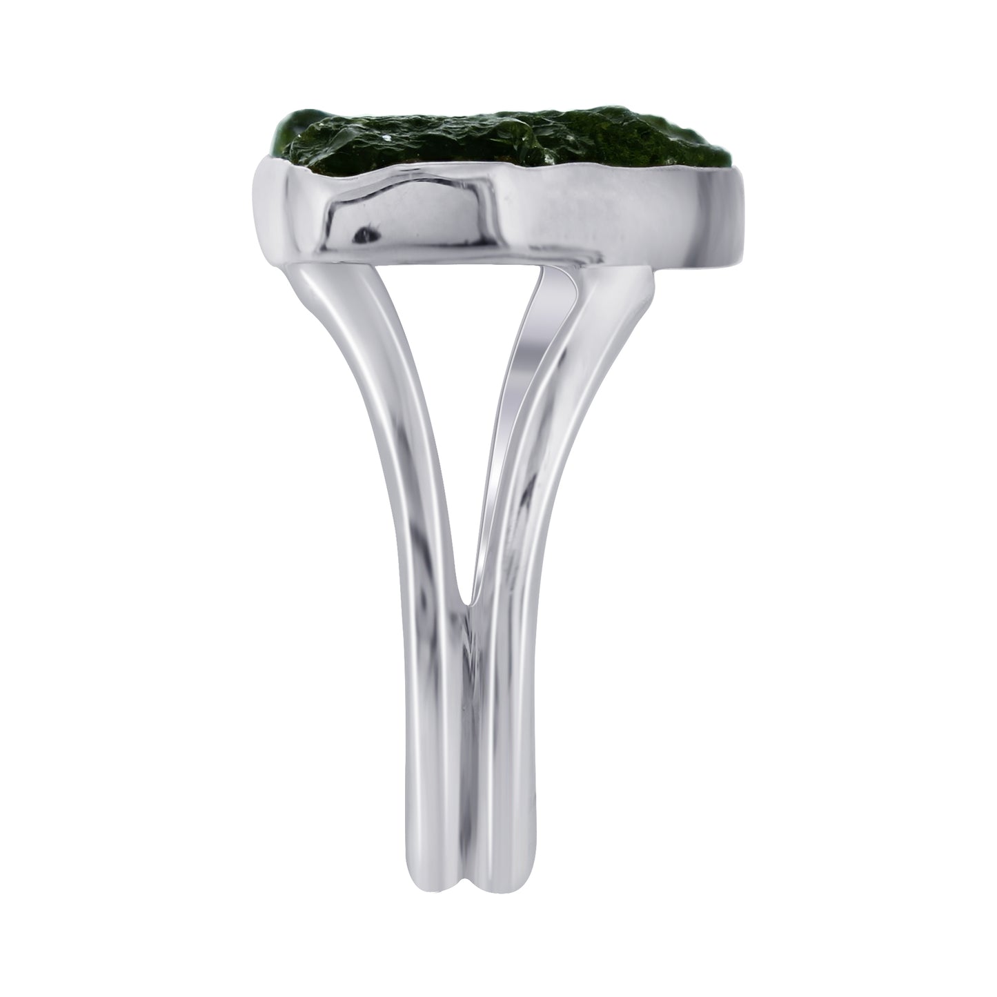 925 Sterling Silver Raw Moldavite Ring Size 7 - Gem Avenue