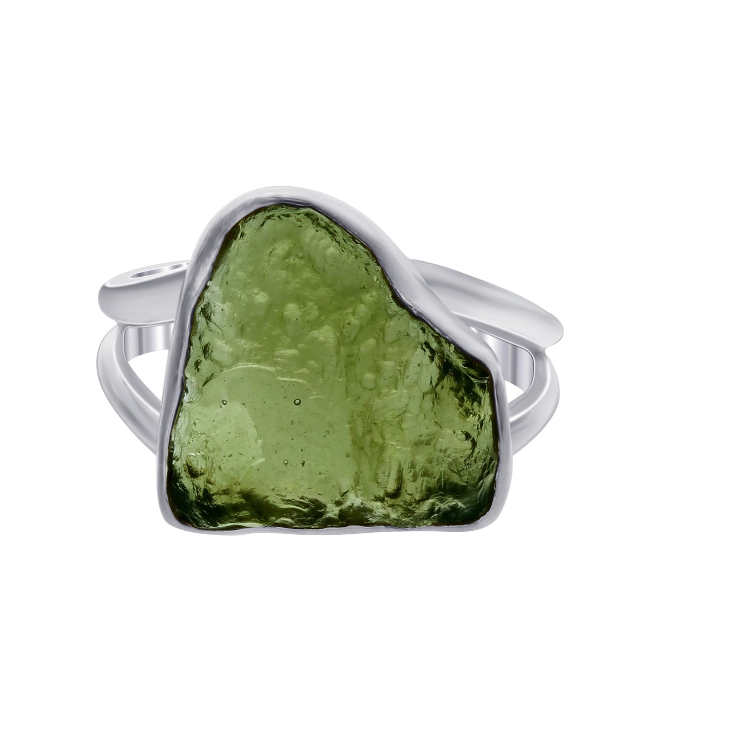 925 Sterling Silver Raw Moldavite Ring Size 7 - Gem Avenue