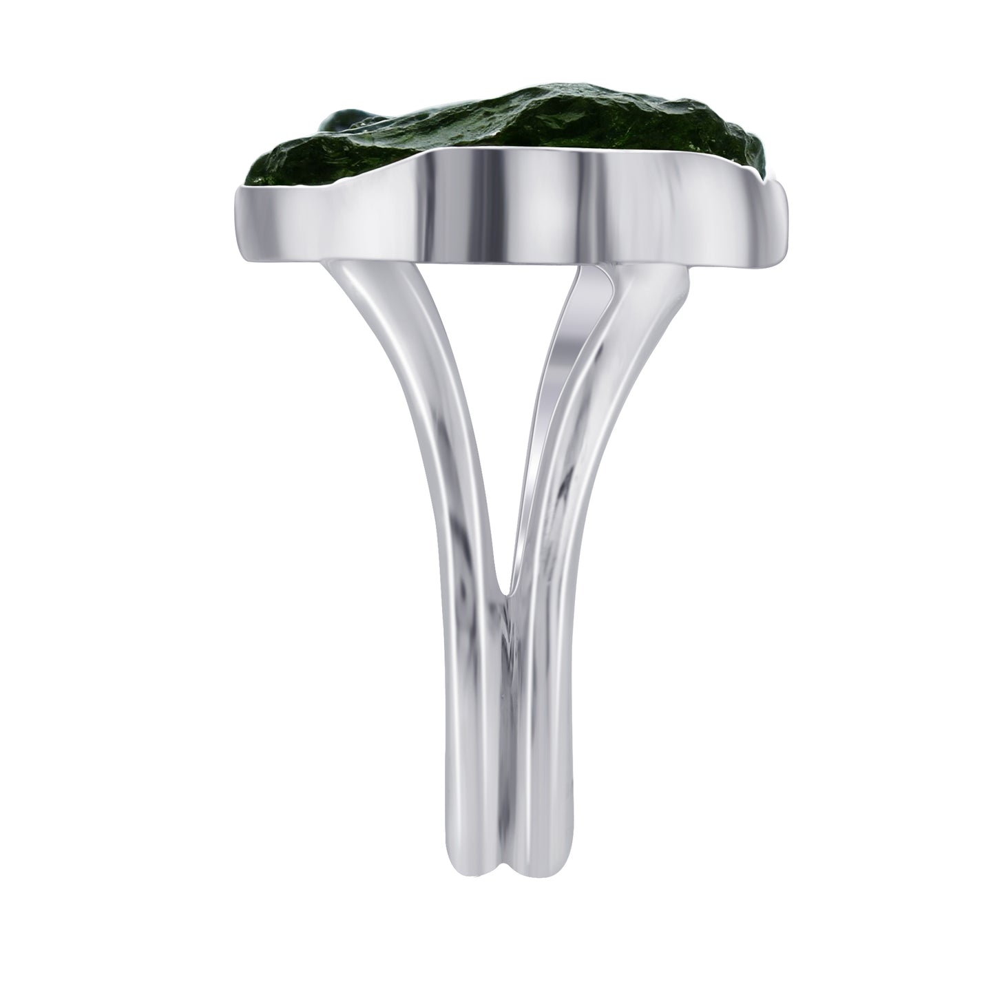 925 Sterling Silver Raw Moldavite Gemstone Ring Size 7 - Gem Avenue