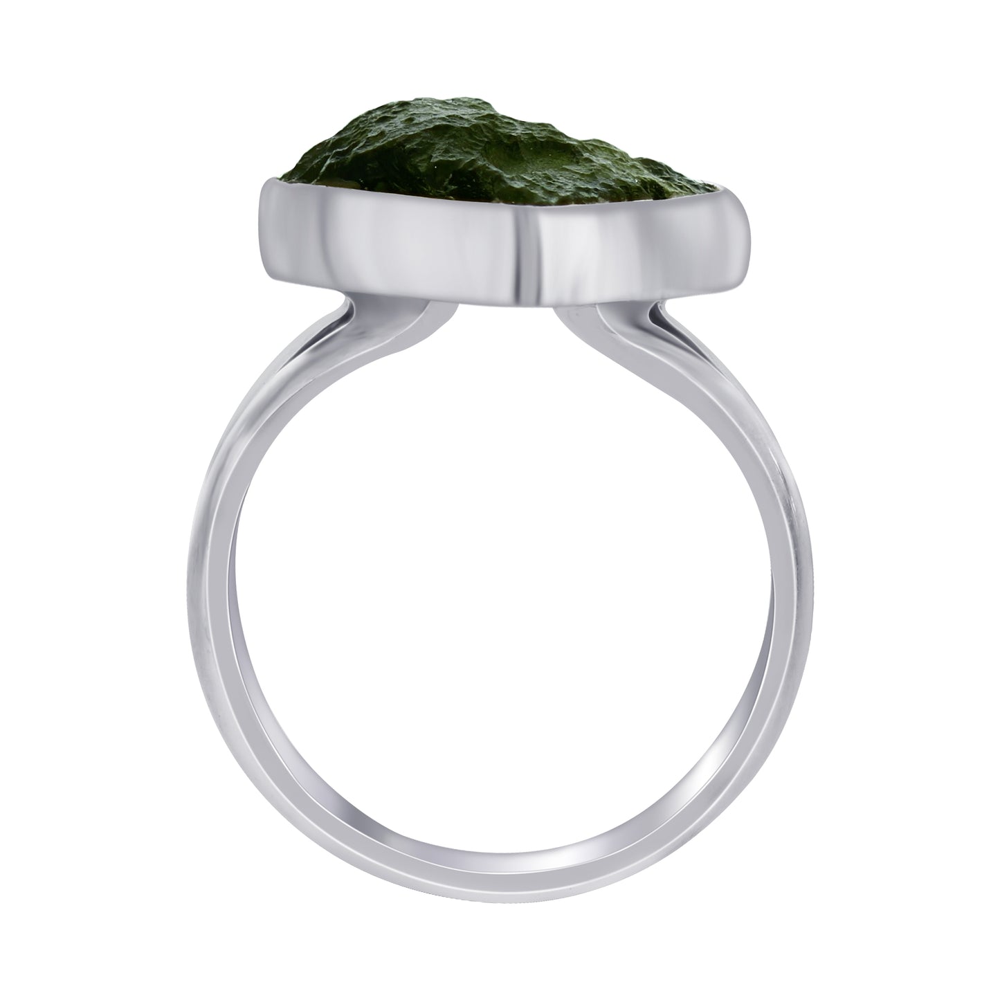 925 Sterling Silver Raw Moldavite Ring Size 6 Natural Green Tektite Crystal Healing Stone Jewelry, Handmade Statement Ring for Women & Men