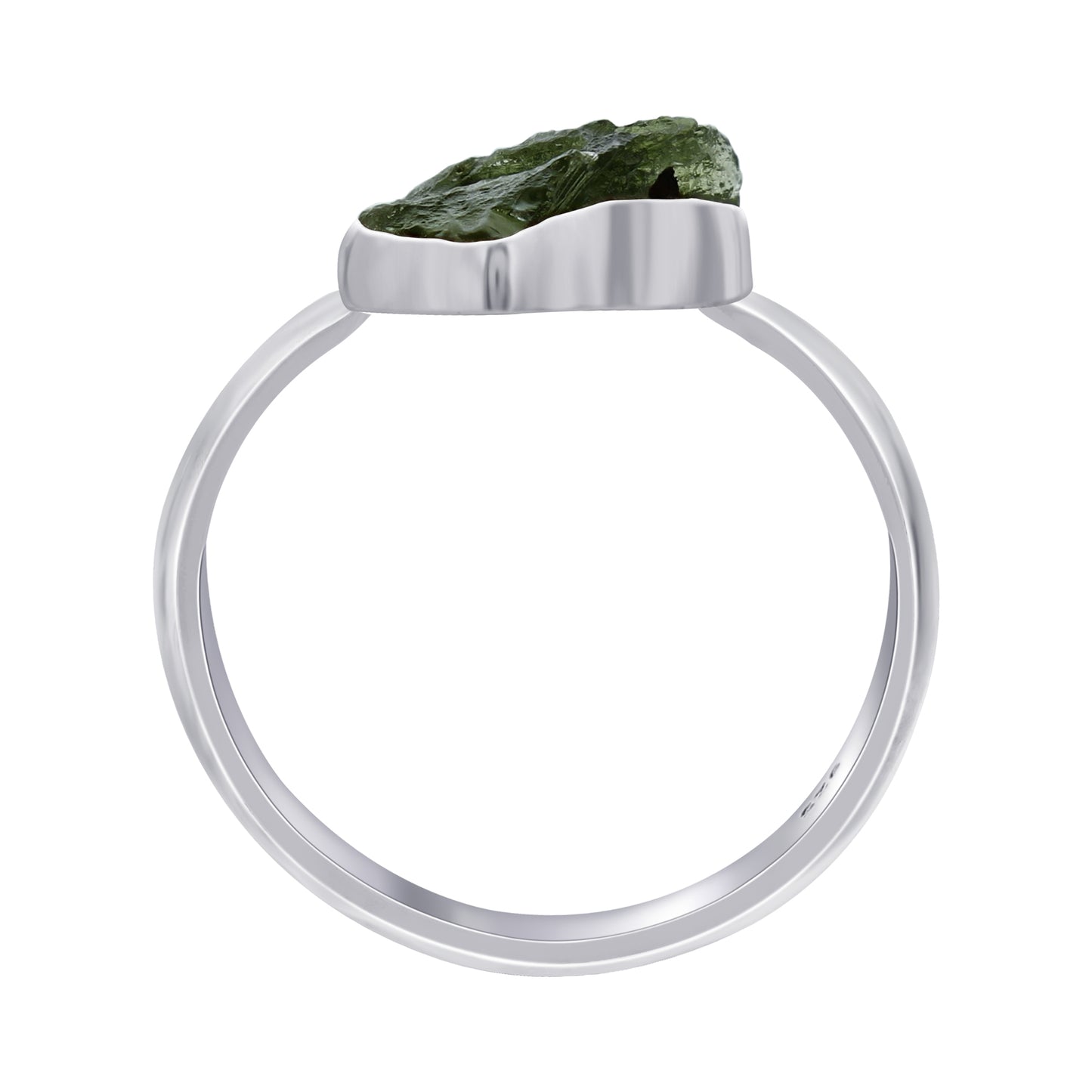 925 Sterling Silver Raw Moldavite Ring Size 8 Natural Green Tektite Crystal Healing Jewelry, Handmade Statement Ring for Women & Men