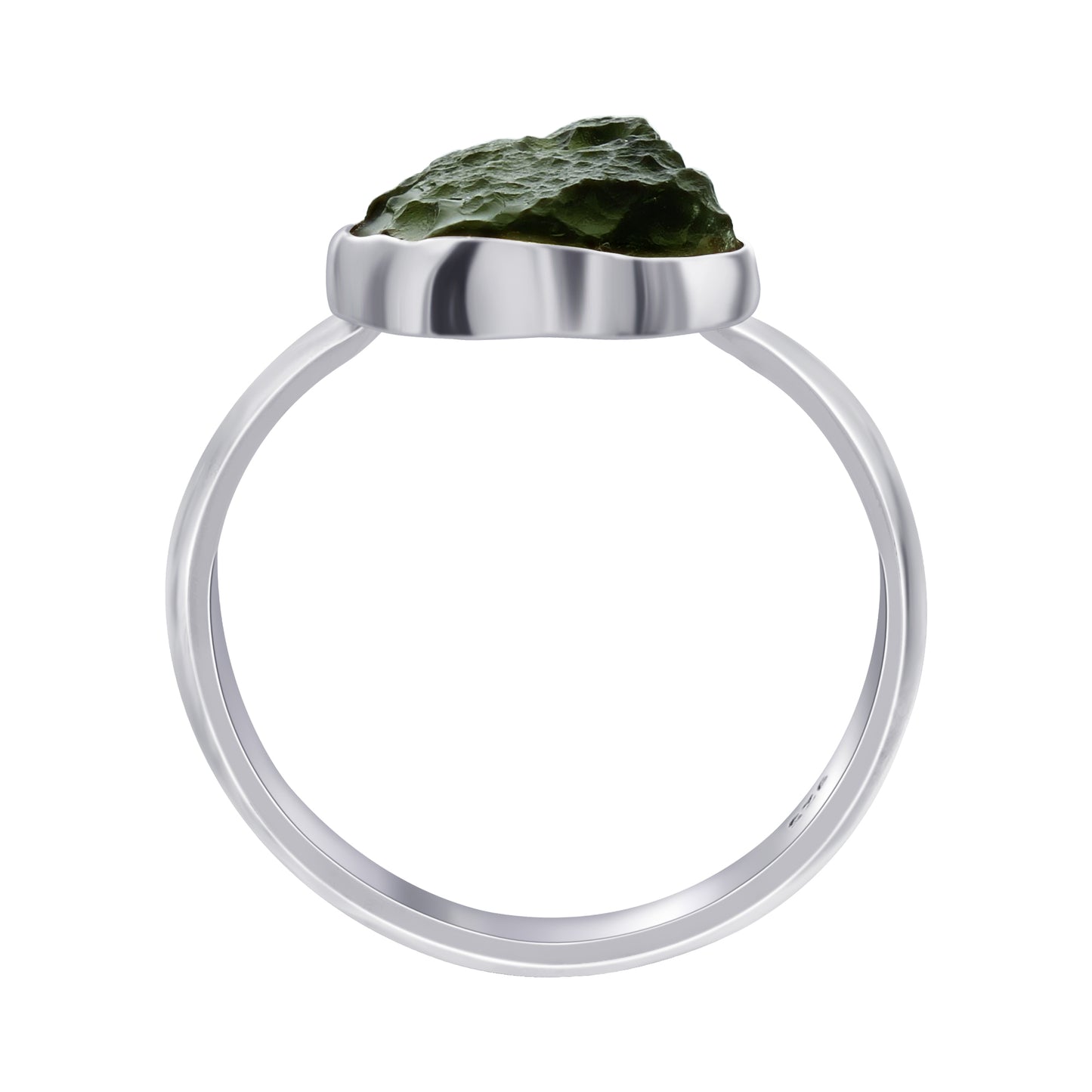925 Sterling Silver Raw Moldavite Ring Size 8 Natural Green Tektite Crystal Healing Stone Jewelry, Handmade Statement Ring for Women & Men