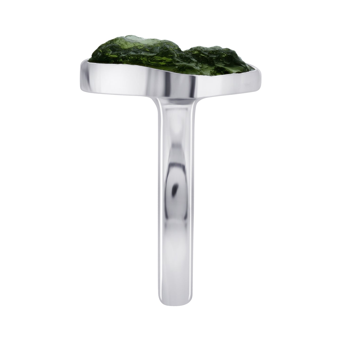 925 Sterling Silver Raw Moldavite Ring Size 9 in Handmade Natural Gemstone Jewelry