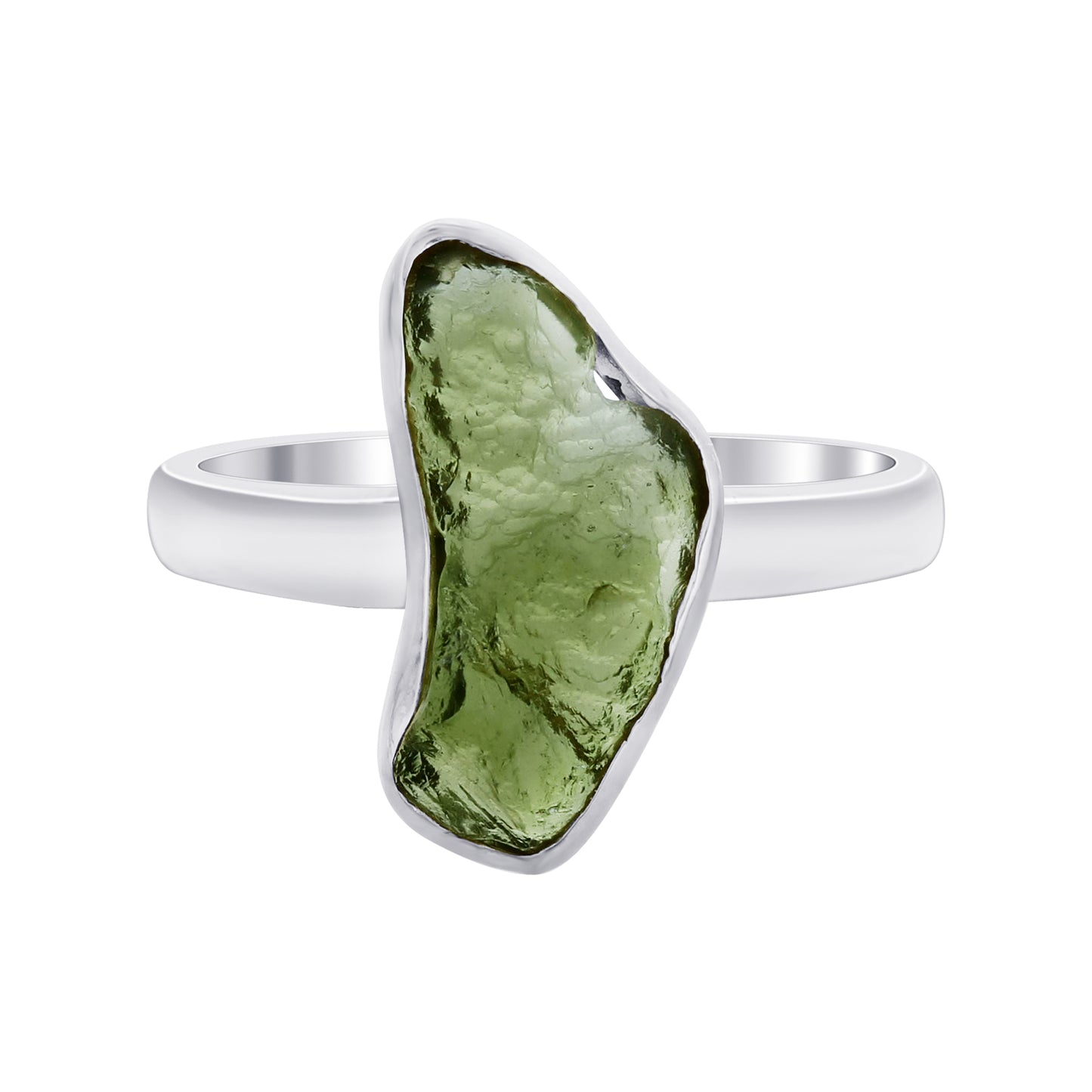925 Sterling Silver Raw Moldavite Ring Size 9 in Handmade Natural Gemstone Jewelry