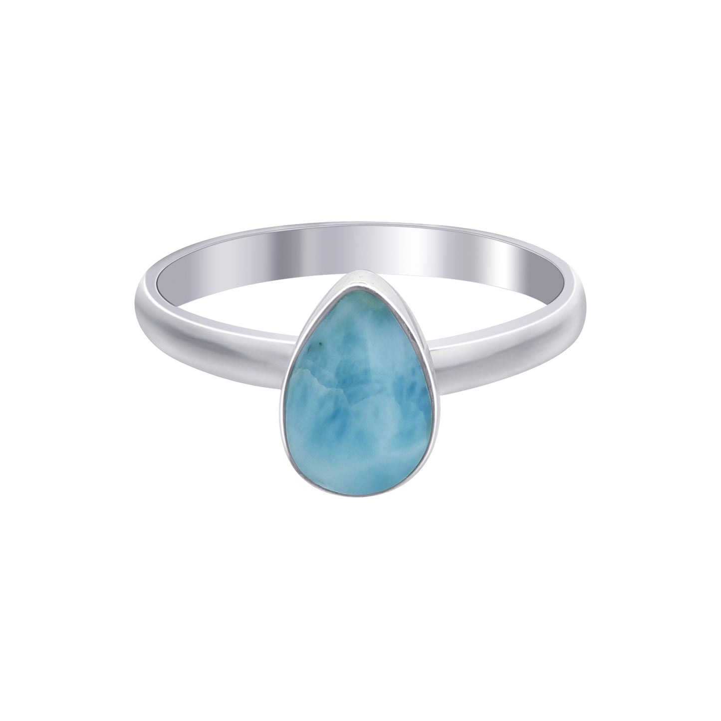 Natural Larimar Gemstone Ring in 925 Sterling Silver Handmade Boho Minimalist Jewelry - GR547