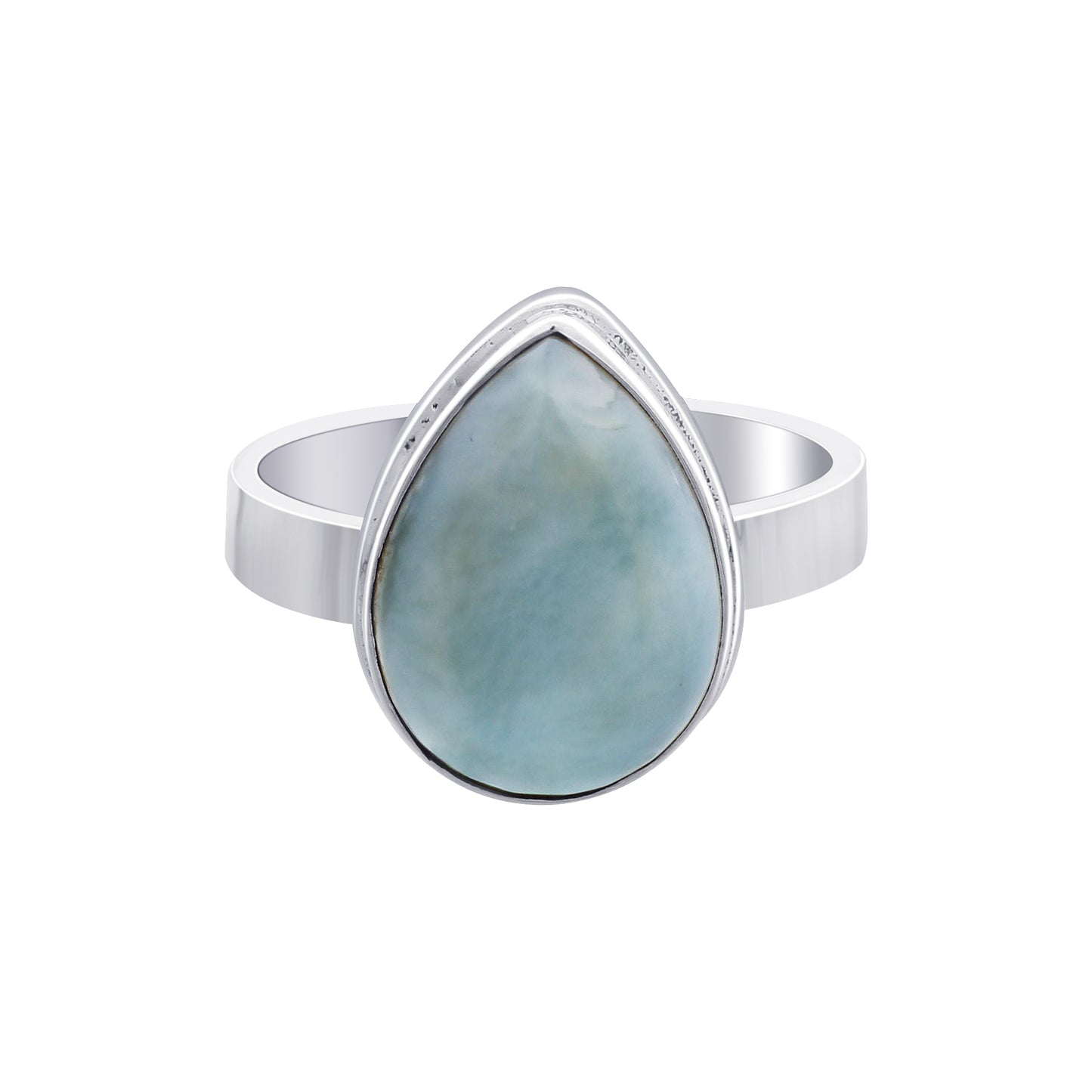 Natural Larimar Teardrop Gemstone Ring in 925 Sterling Silver Handmade Minimal Boho Jewelry Gift for Women - GR550