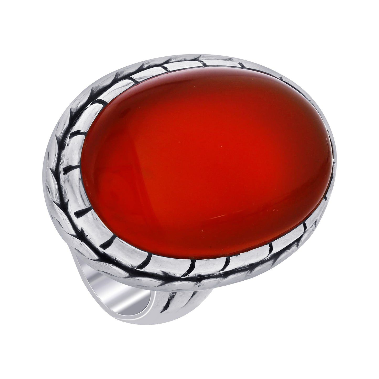 925 Sterling Silver Oval Red Carnelian Gemstone Ring Handmade Boho Vintage Jewelry - GR554