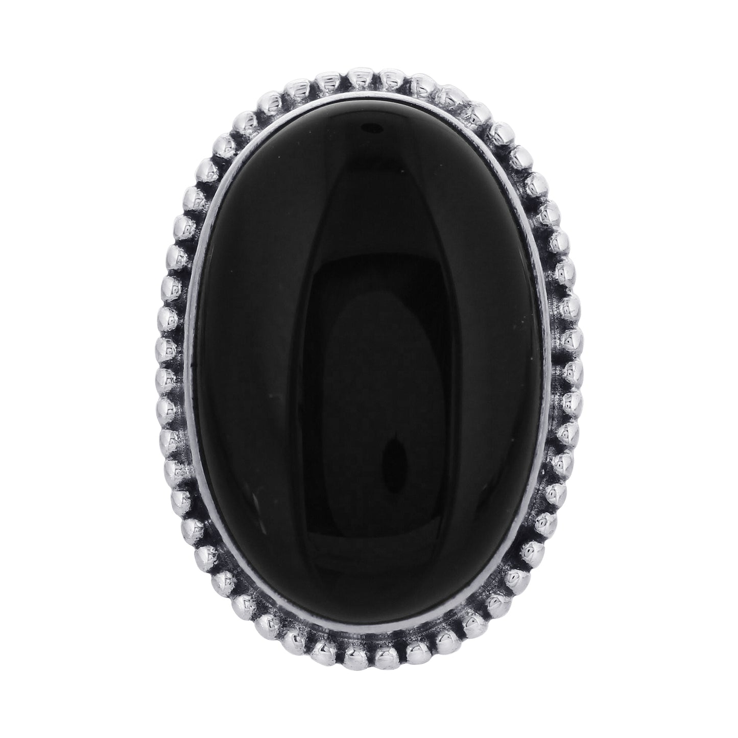 925 Sterling Silver Oval Black Onyx Gemstone Ring - Gem Avenue Retail