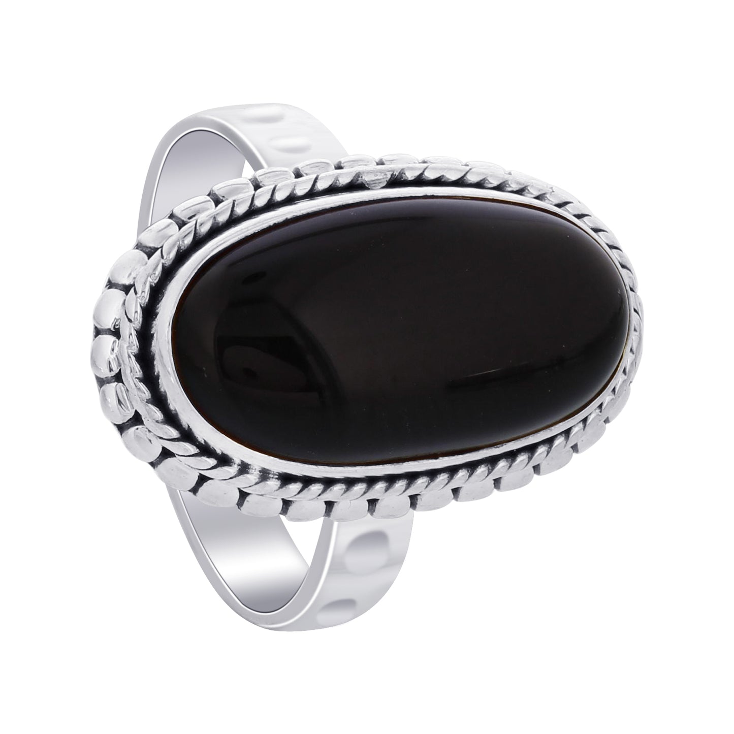 925 Sterling Silver Oval Black Onyx Gemstone Ring Handmade Vintage Boho Statement Jewelry - GR556