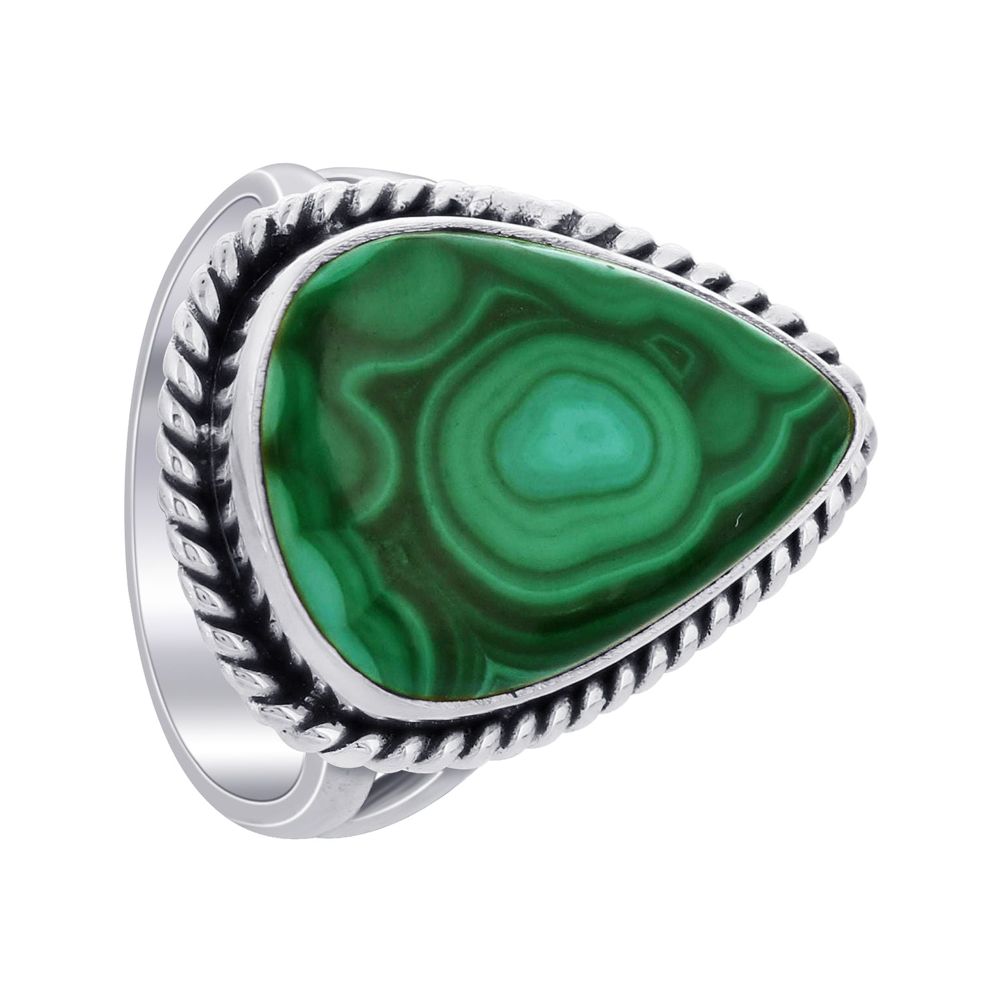 Teardrop Malachite Gemstone Ring 925 Sterling Silver Handmade Boho Vintage Statement Jewelry Gift for Women - GR566
