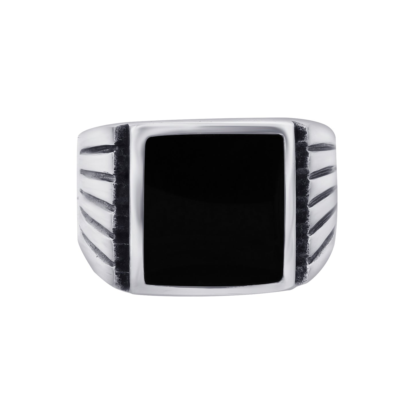 Men's 925 Sterling Silver Black Onyx Ring Bold Square Stone Jewelry - GR574