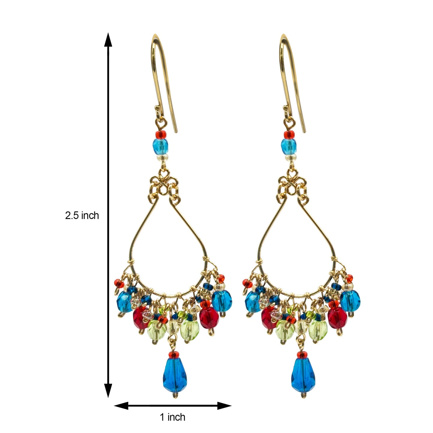 Fire Polished Bead Teardrop Earrings with Hypoallergenic Stainless Steel Hooks