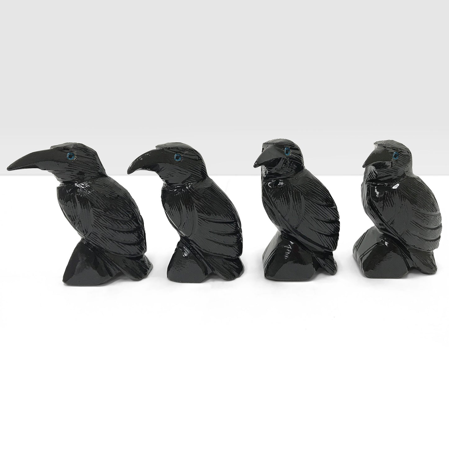 Hand Carved Raven Natural Black Onyx Crystal Gemstone Figurine Animal Sculpture Home Decor - Gem Avenue