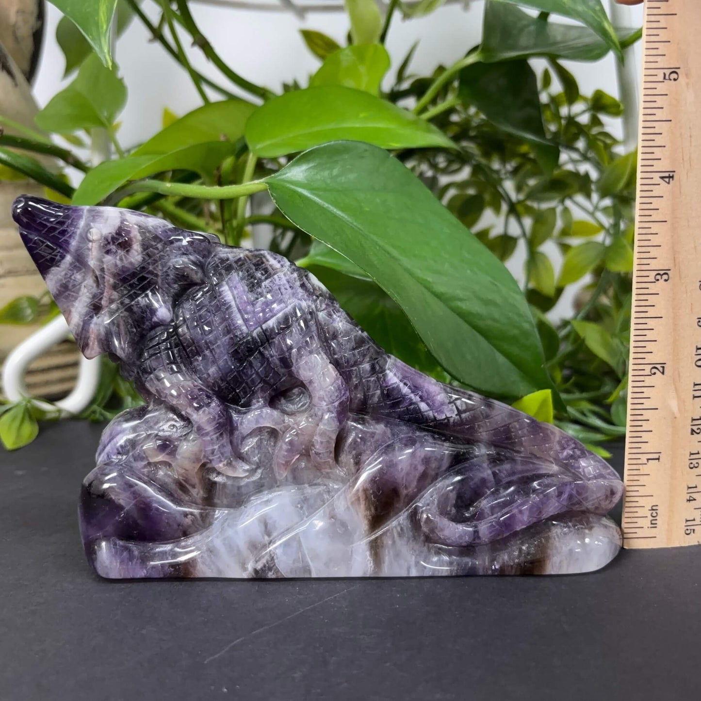 Hand-Carved Chevron Amethyst Lizard Figurine Natural Purple Crystal Animal Carving for Healing, Energy Work, Meditation & Home Decor RAN496