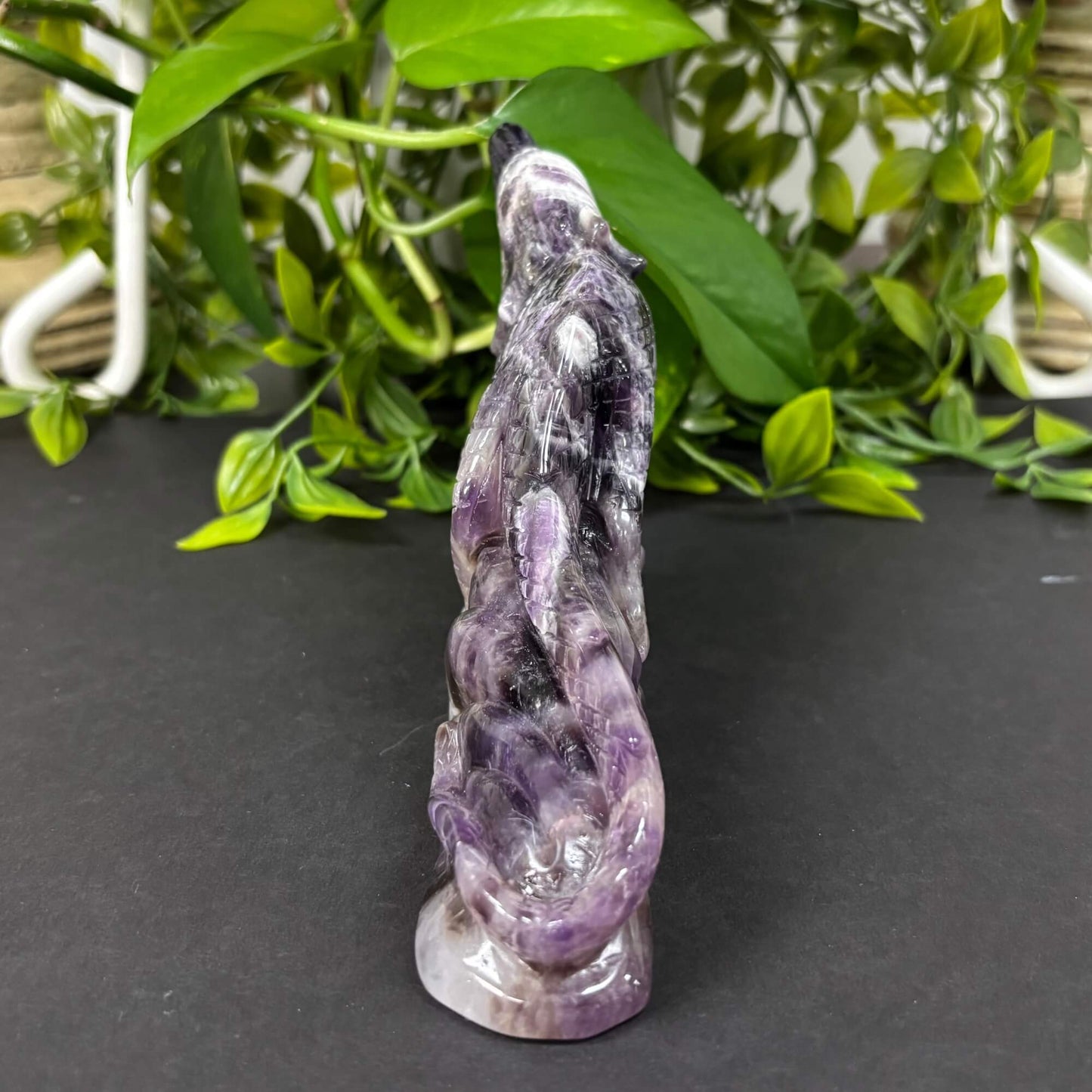 Hand-Carved Chevron Amethyst Lizard Figurine Natural Purple Crystal Animal Carving for Healing, Energy Work, Meditation & Home Decor RAN496