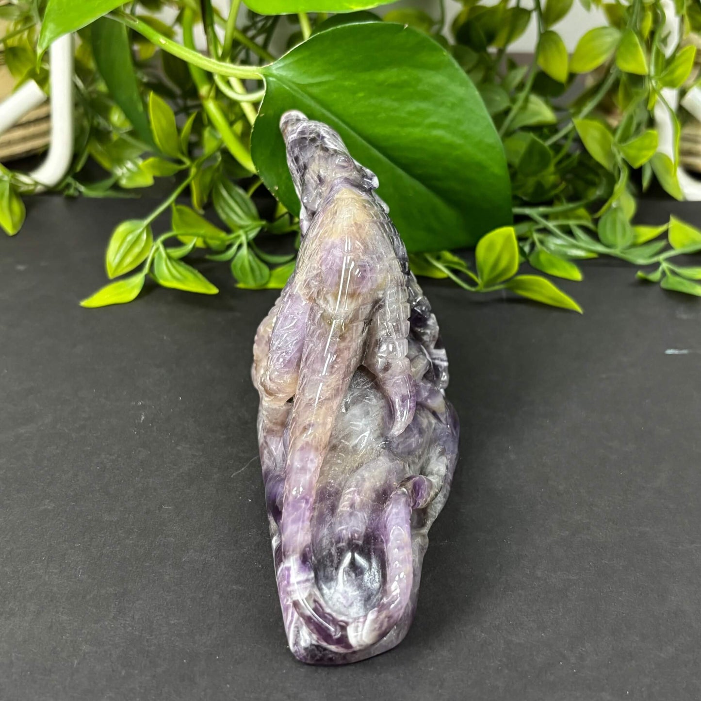 Hand-Carved Chevron Amethyst Lizard Figurine Natural Purple Crystal Animal Carving for Healing, Energy, Meditation & Home Decor RAN497