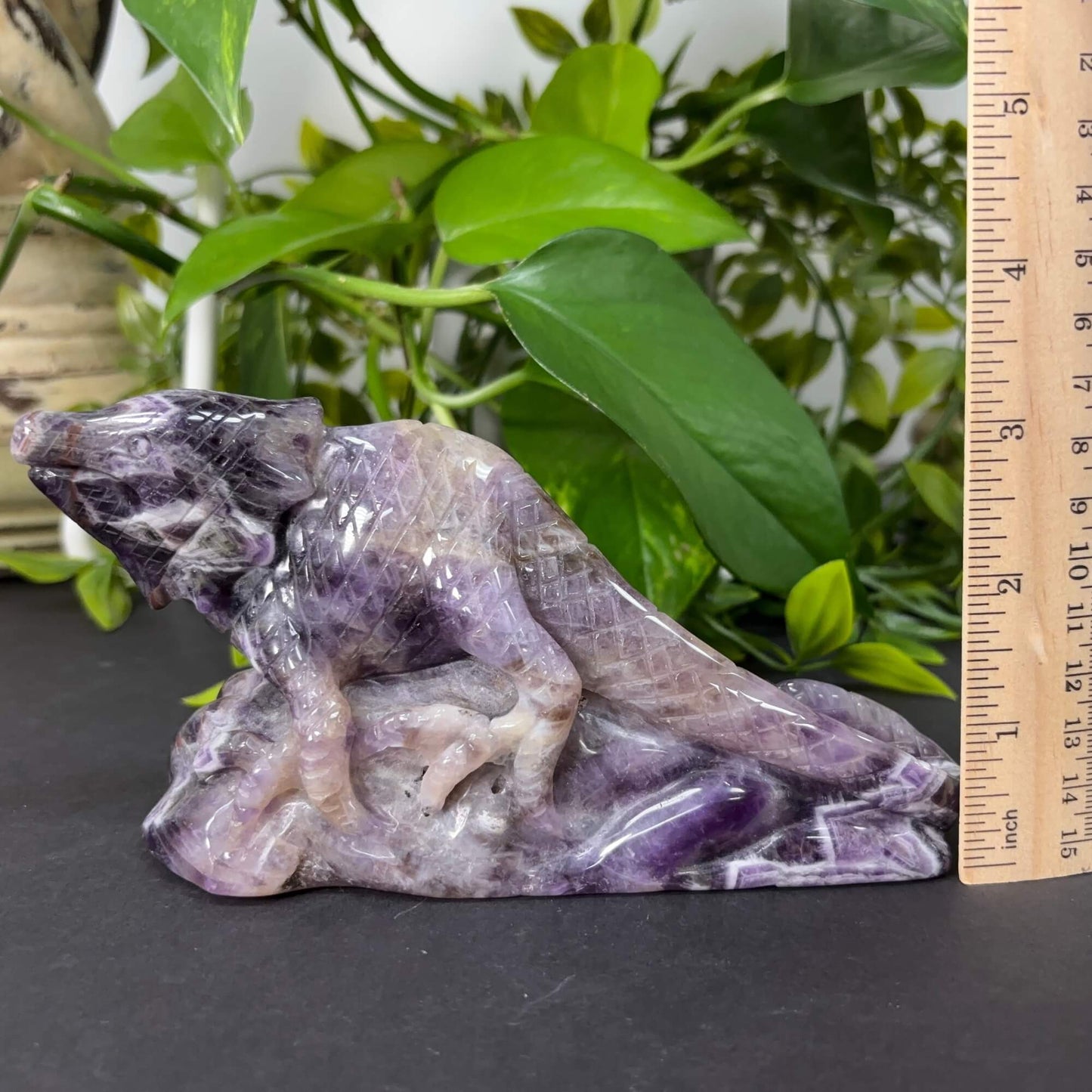 Hand-Carved Chevron Amethyst Lizard Figurine Natural Purple Crystal Animal Carving for Healing, Energy, Meditation & Home Decor RAN497
