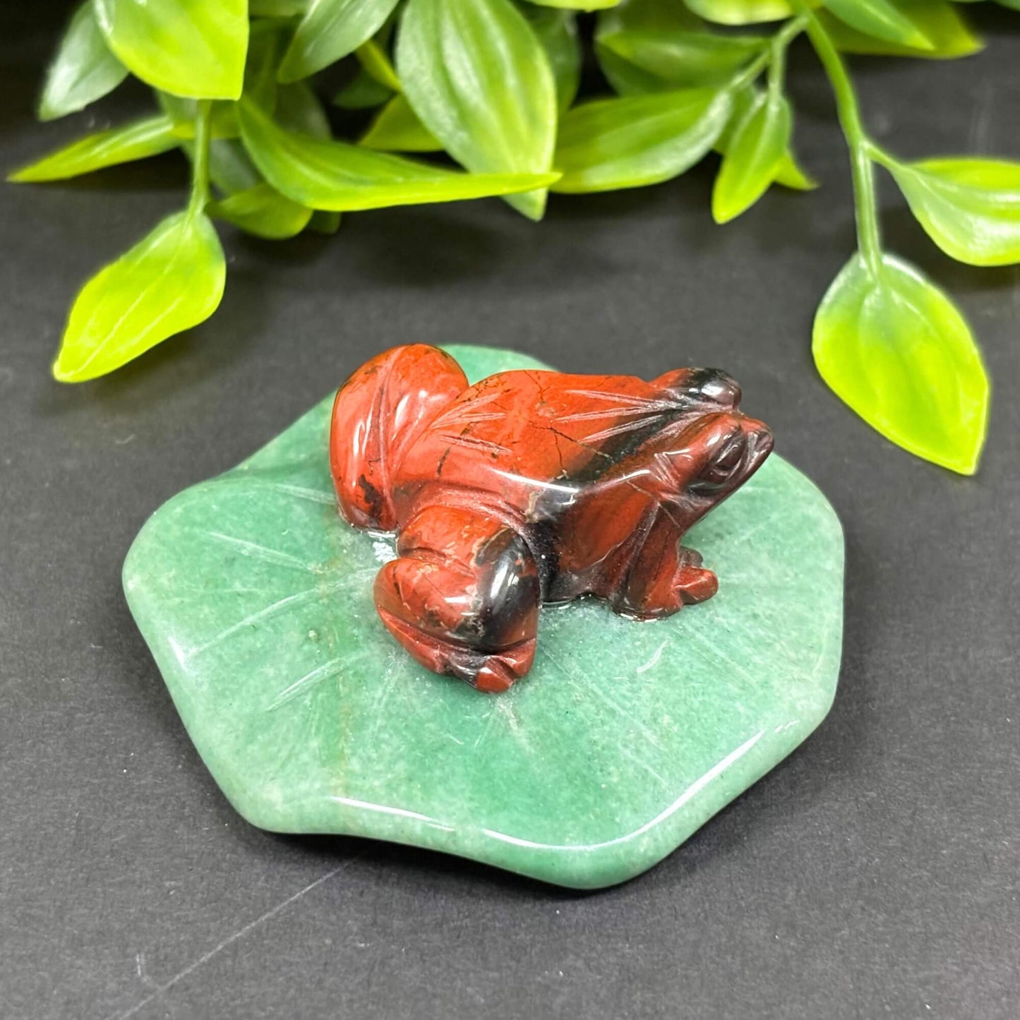 Jasper Frog on Aventurine Lily Pad - RAN500-C