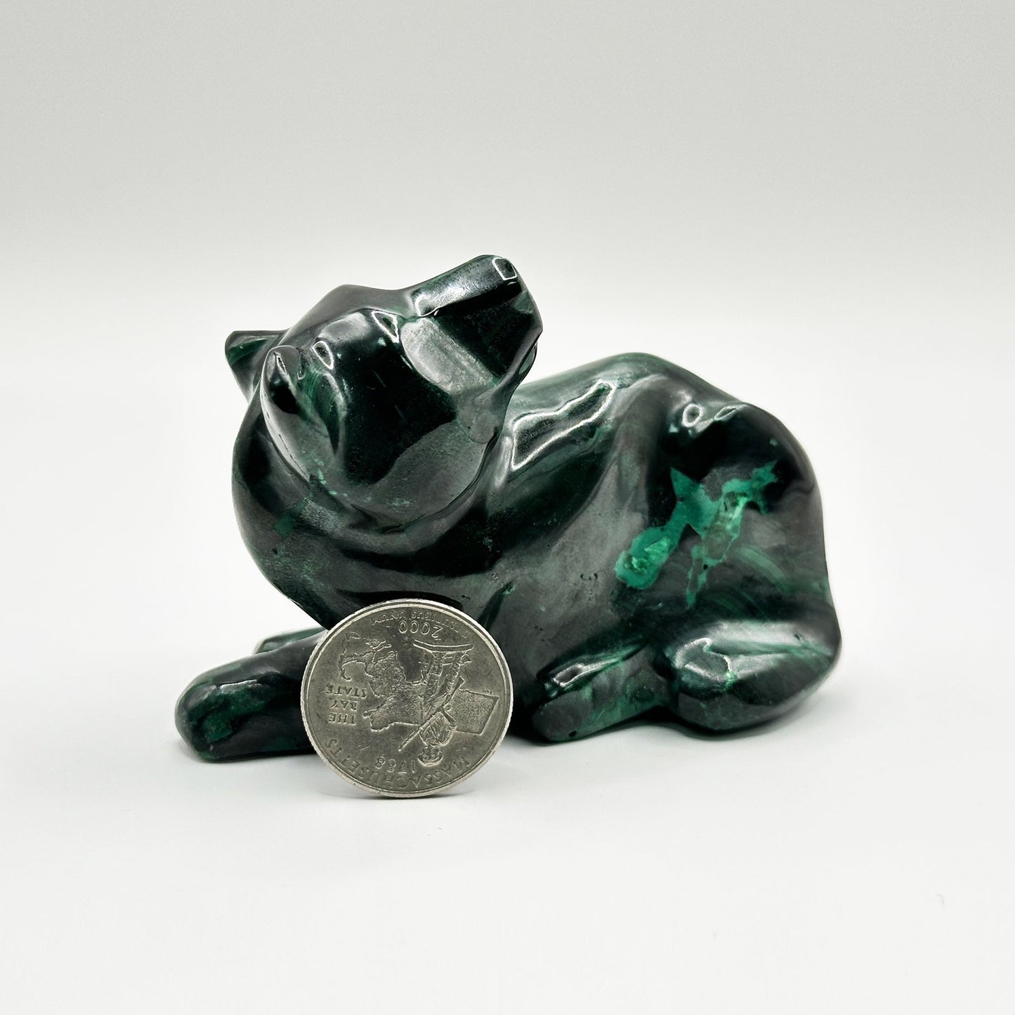 Natural Malachite Panther Carving - Gem Avenue