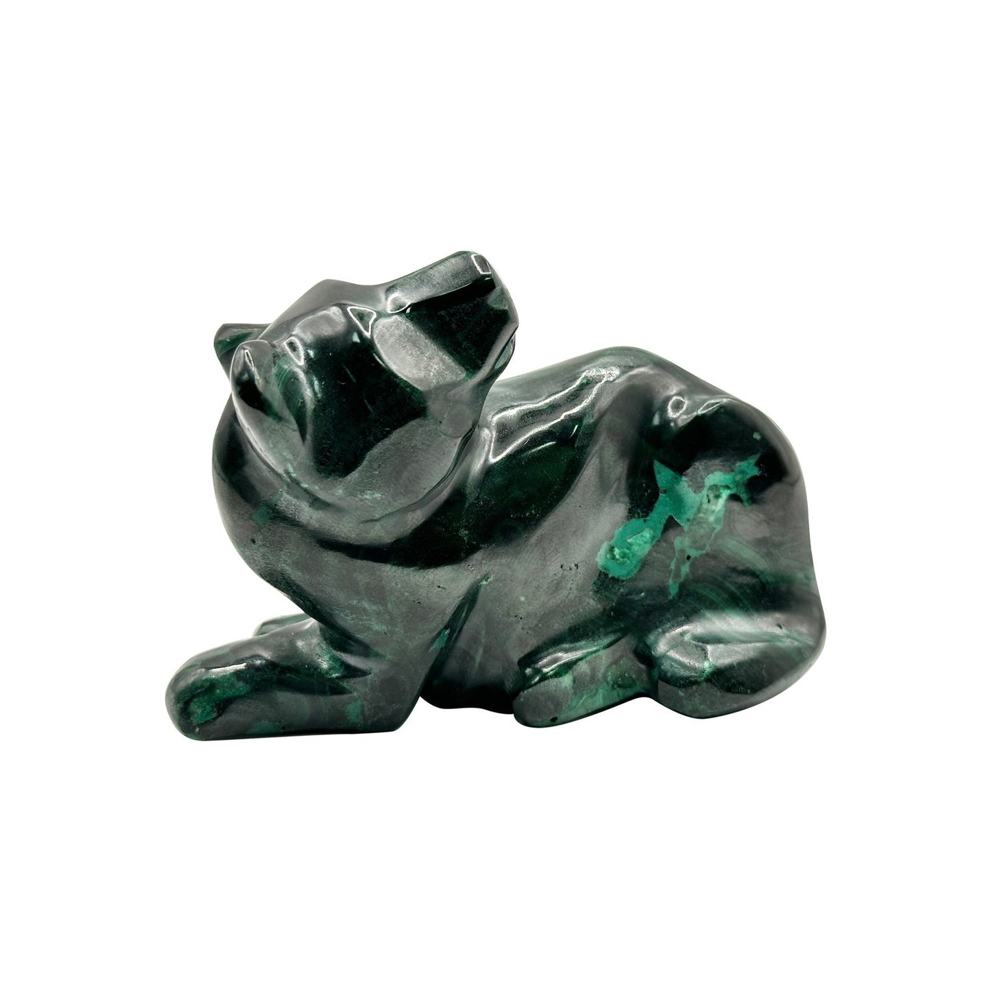 Natural Malachite Panther Carving - Gem Avenue
