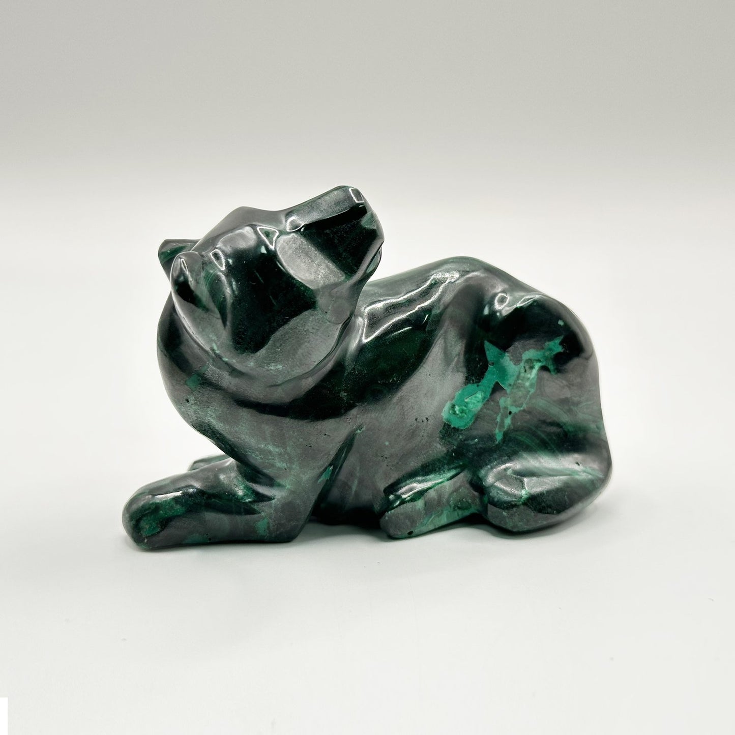 Natural Malachite Panther Carving - Gem Avenue