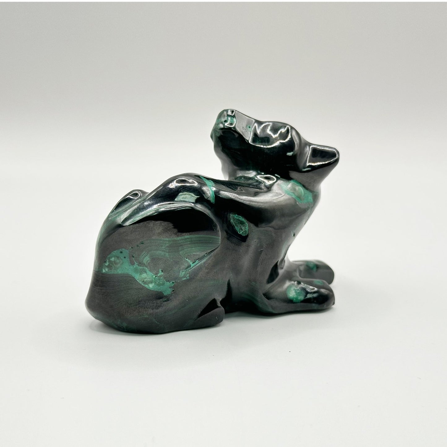Natural Malachite Panther Carving - Gem Avenue