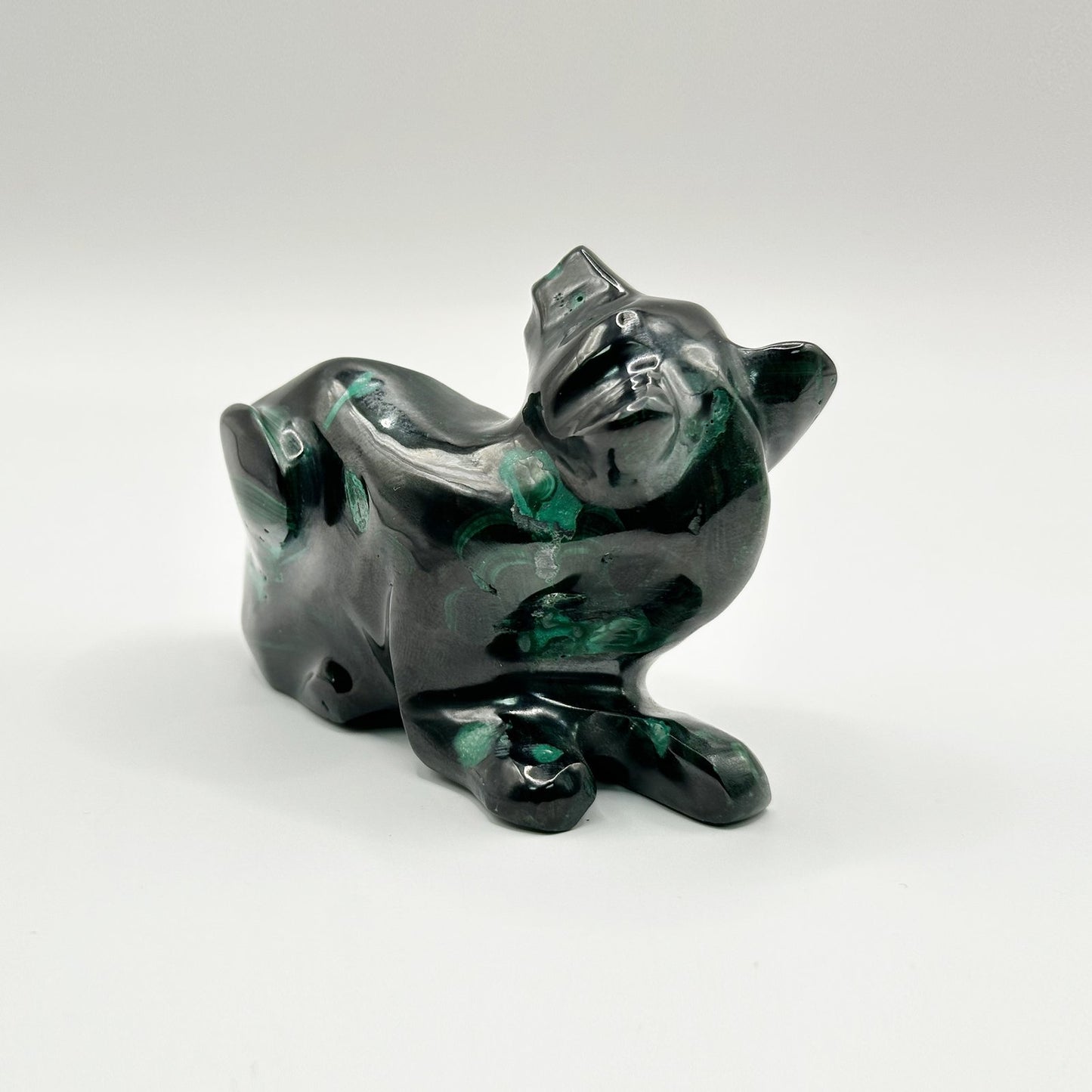Natural Malachite Panther Carving - Gem Avenue