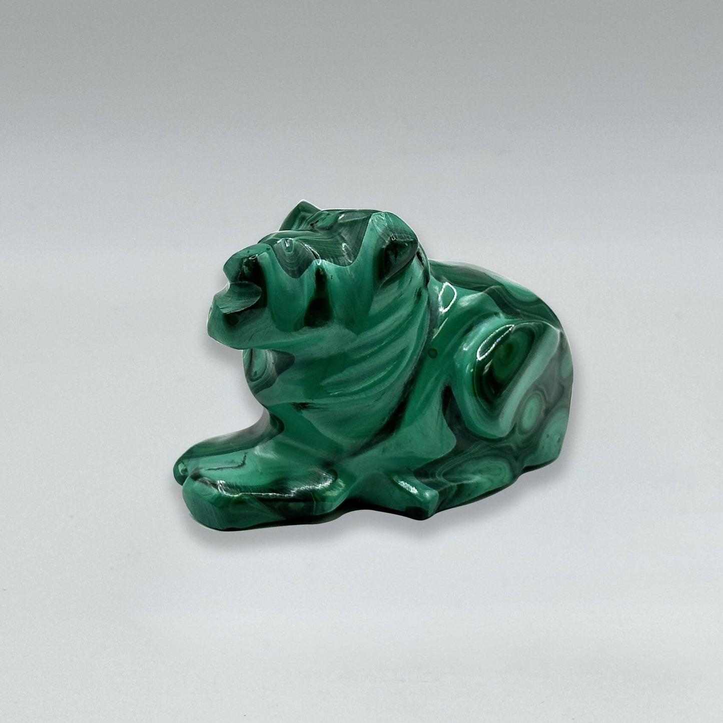Natural Malachite Lion Carving - Gem Avenue