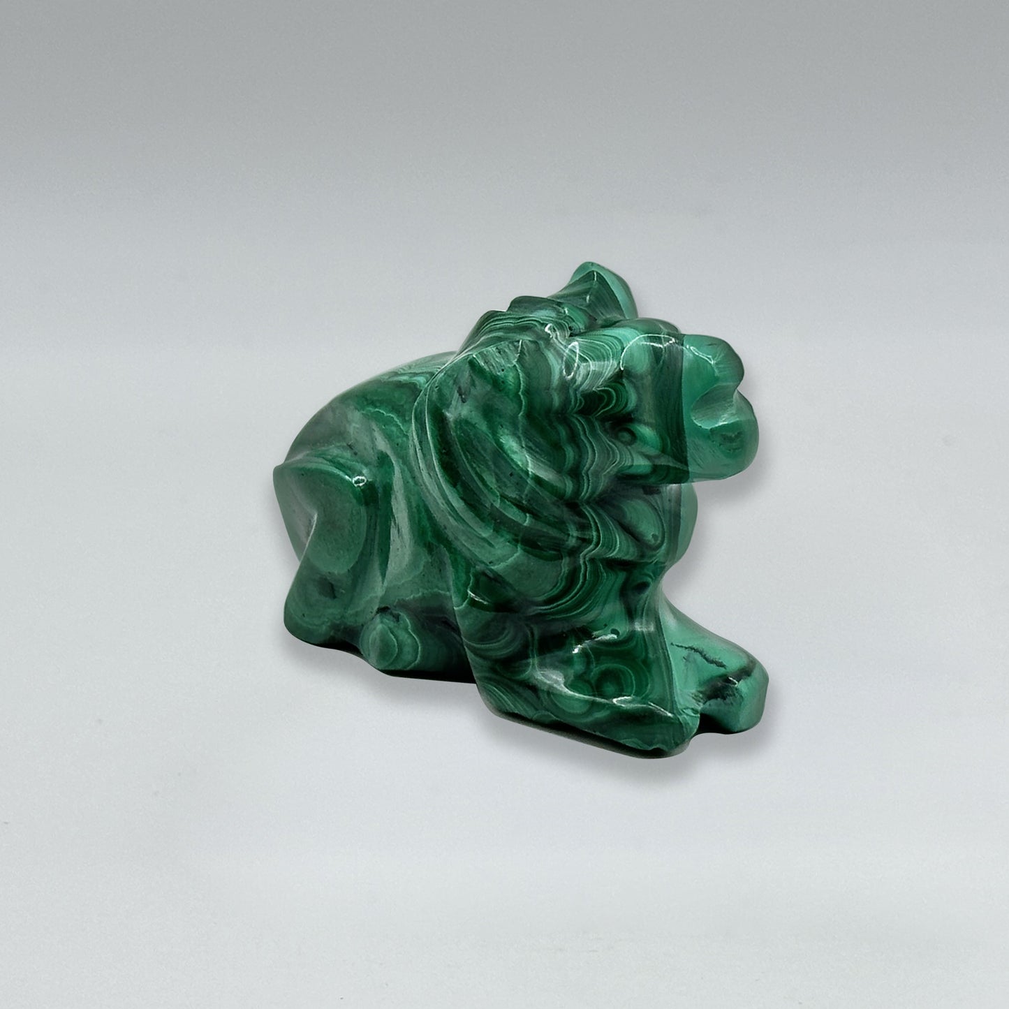 Natural Malachite Gemstone Lion Statue - Gem Avenue