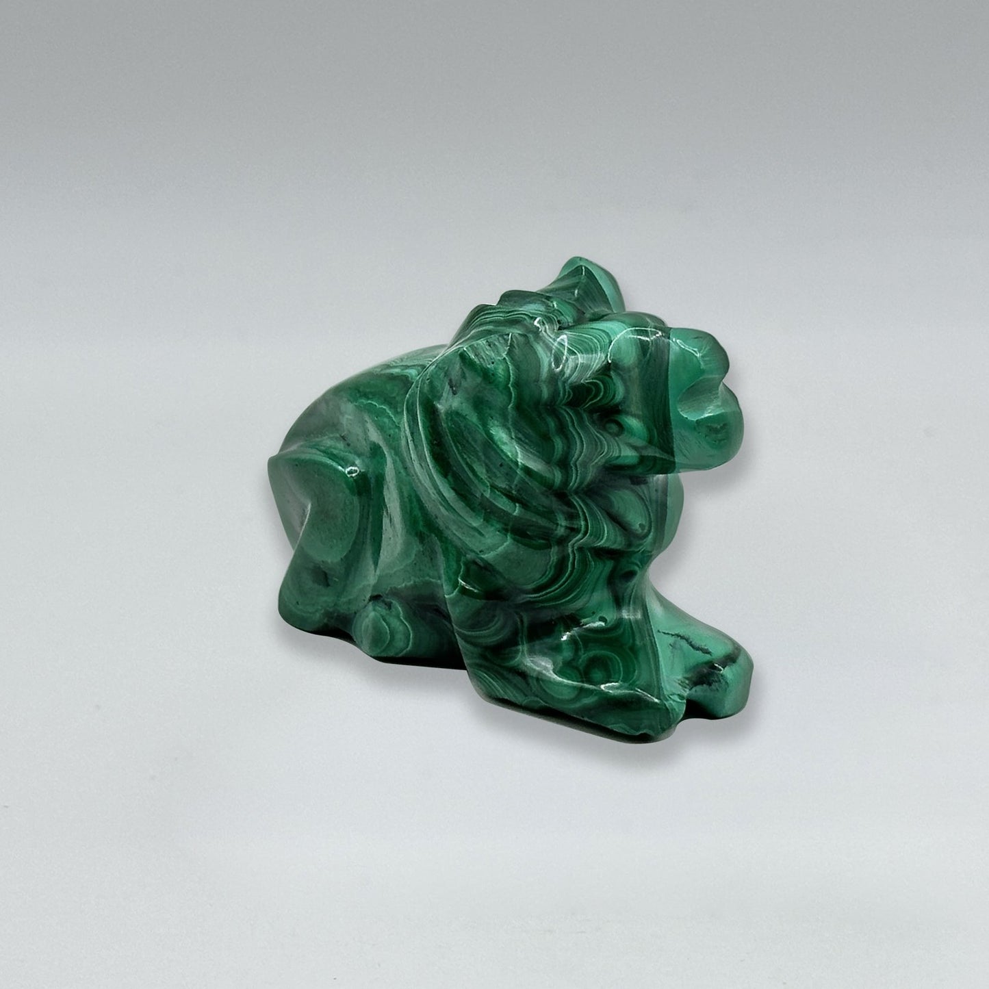 Natural Malachite Lion Carving - Gem Avenue