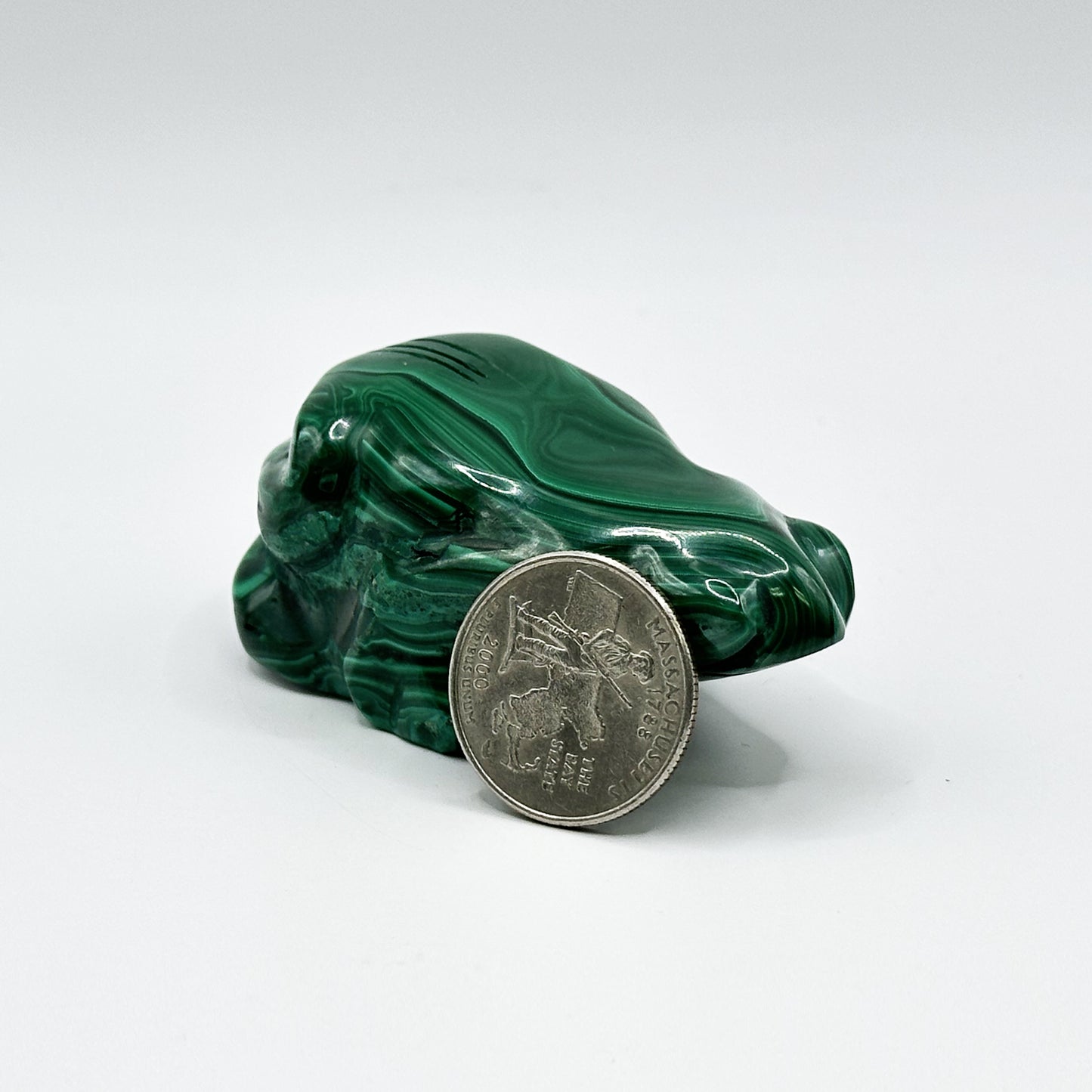 Natural Malachite Frog Carving - Gem Avenue