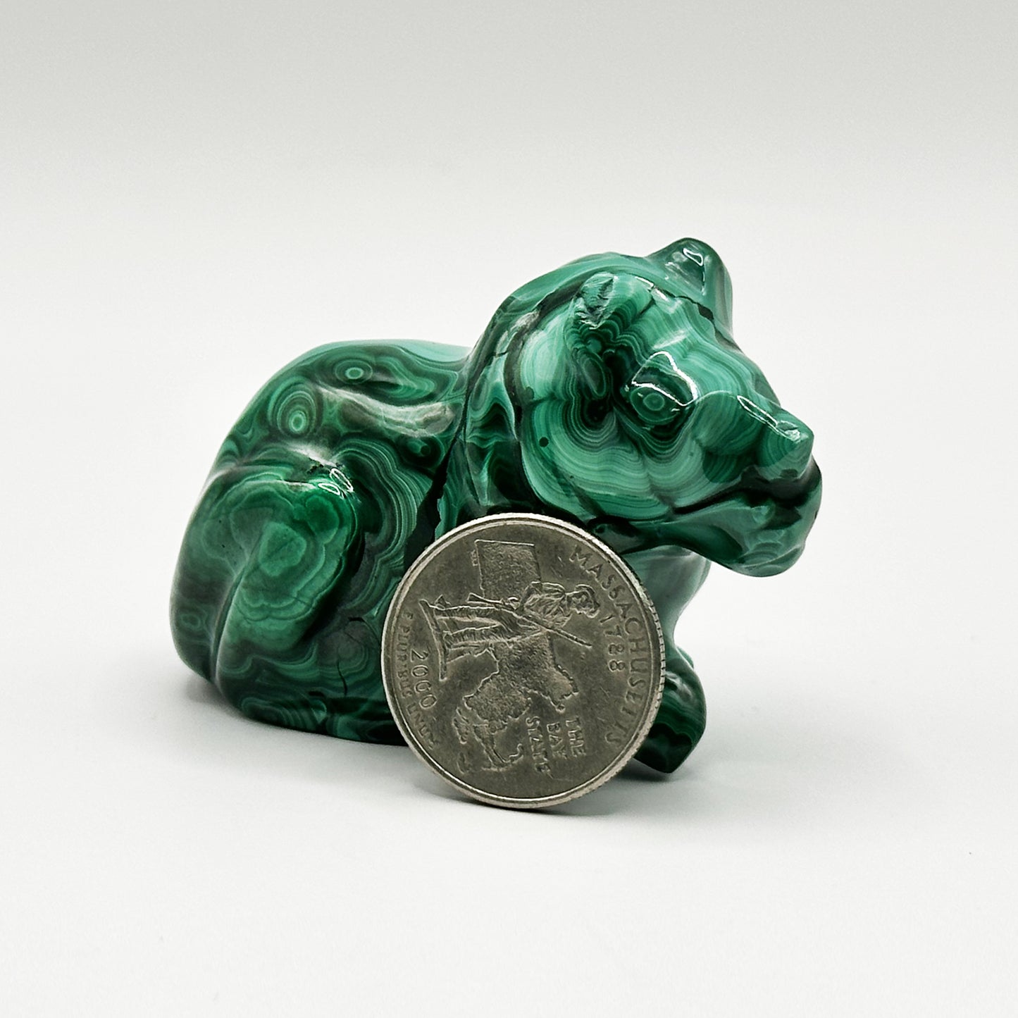 Natural Malachite Lion Carving - Gem Avenue