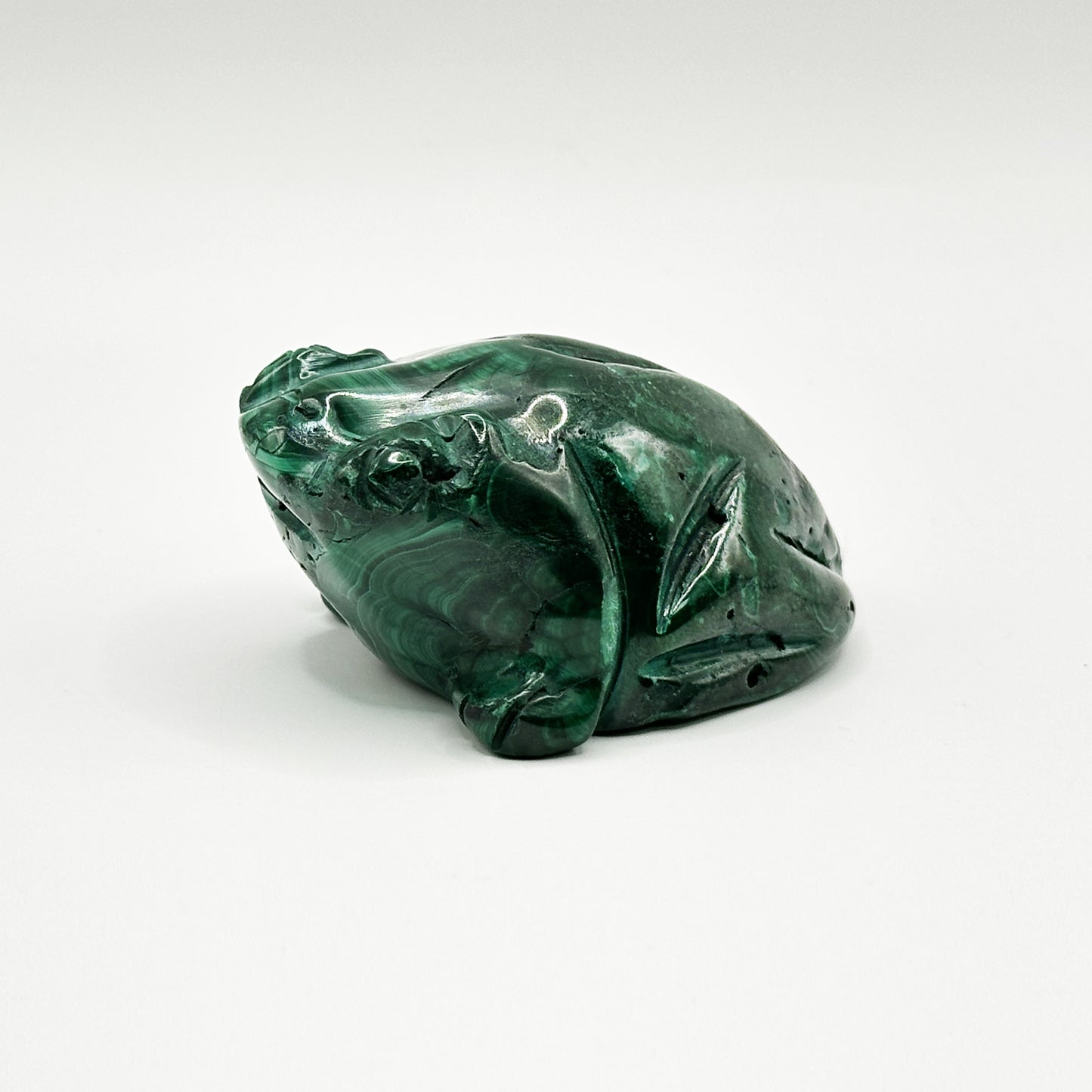 Natural Malachite Frog Carving - Gem Avenue
