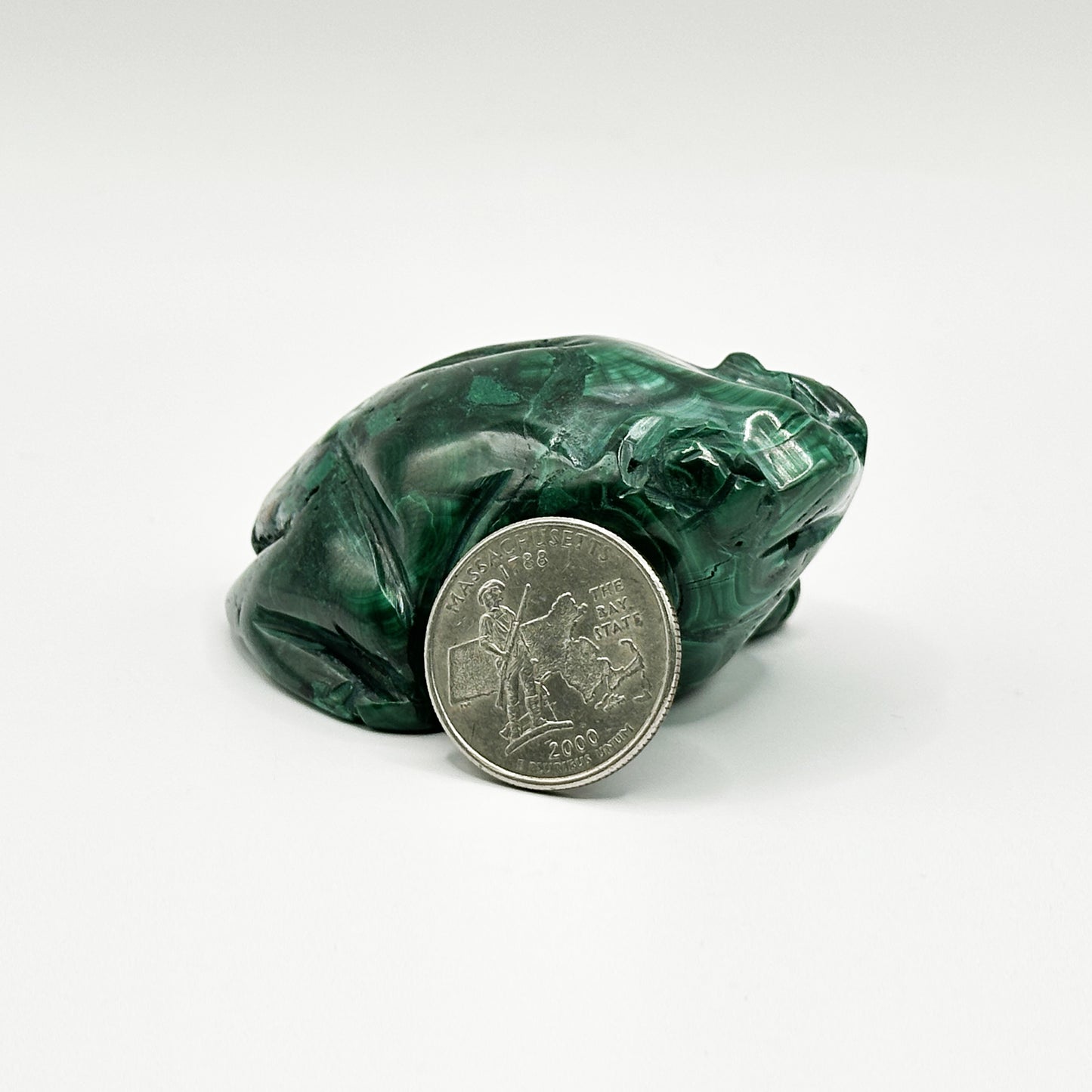 Natural Malachite Frog Carving - Gem Avenue