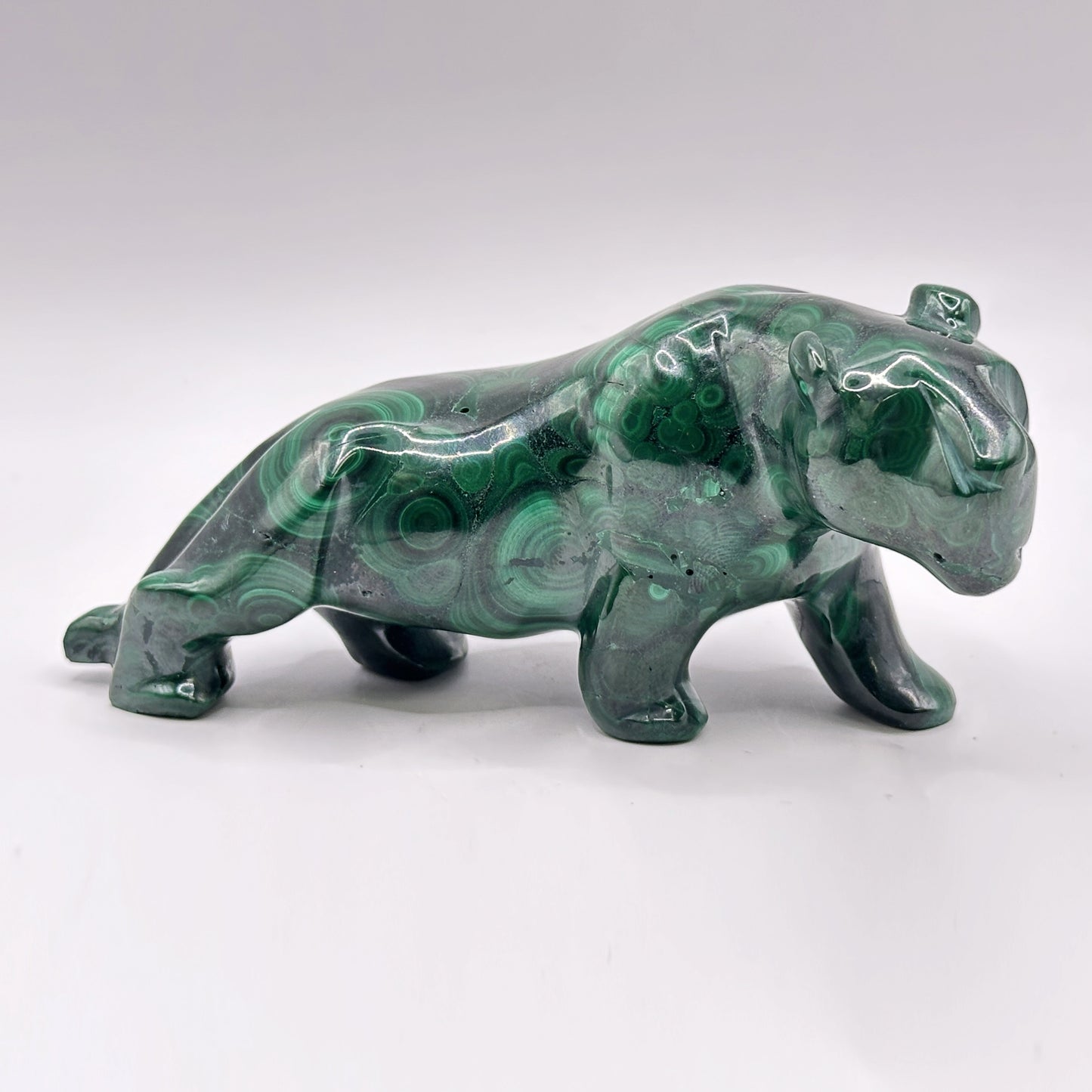 Natural Malachite Panther Carving - Gem Avenue