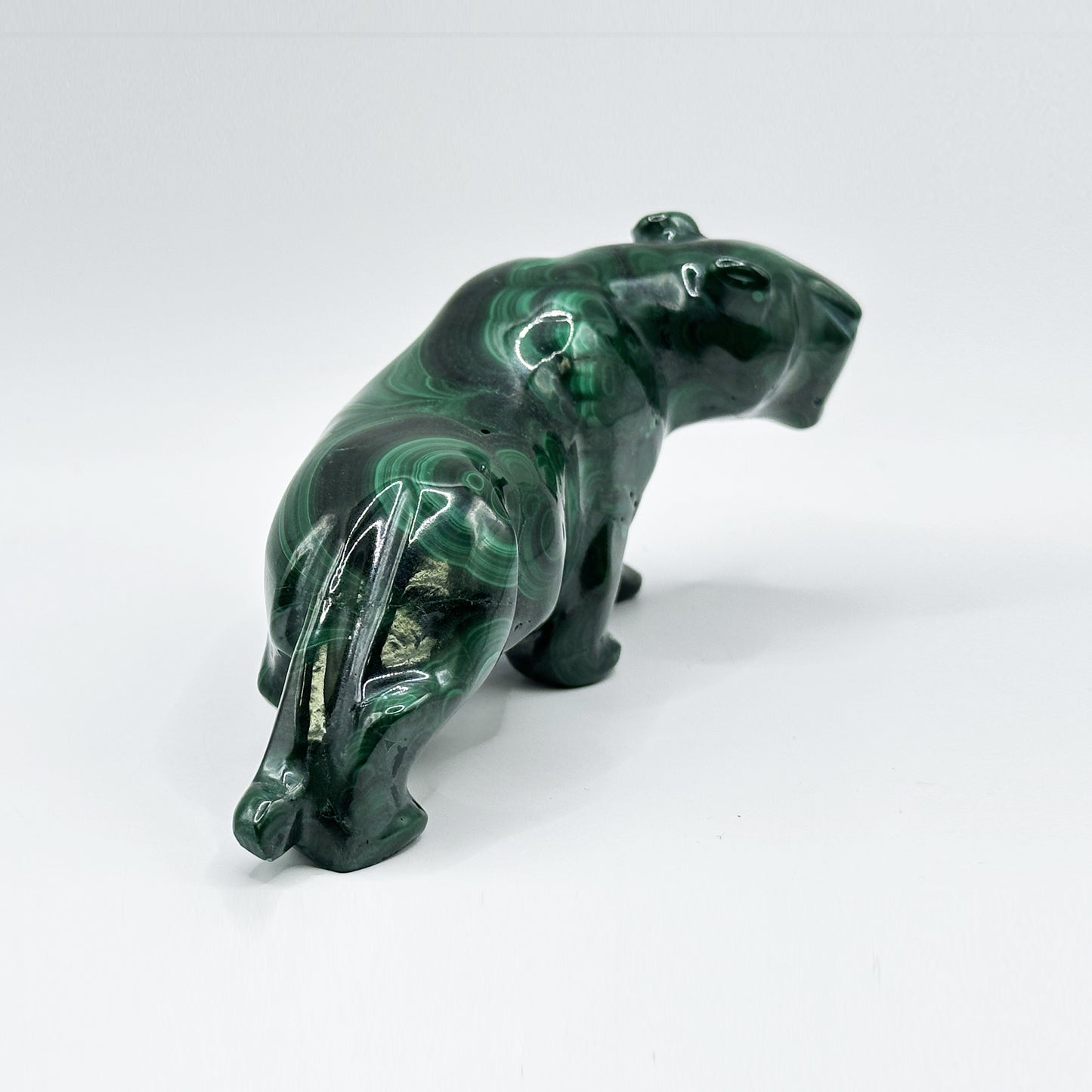 Natural Malachite Panther Carving - Gem Avenue