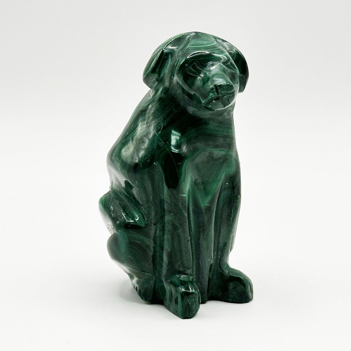 Natural Malachite Dog Carving - Gem Avenue