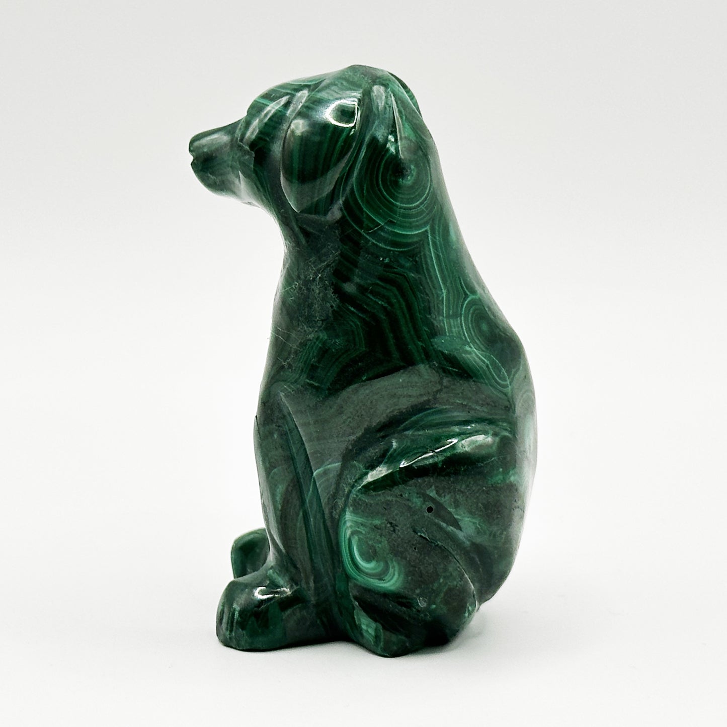 Natural Malachite Dog Carving - Gem Avenue
