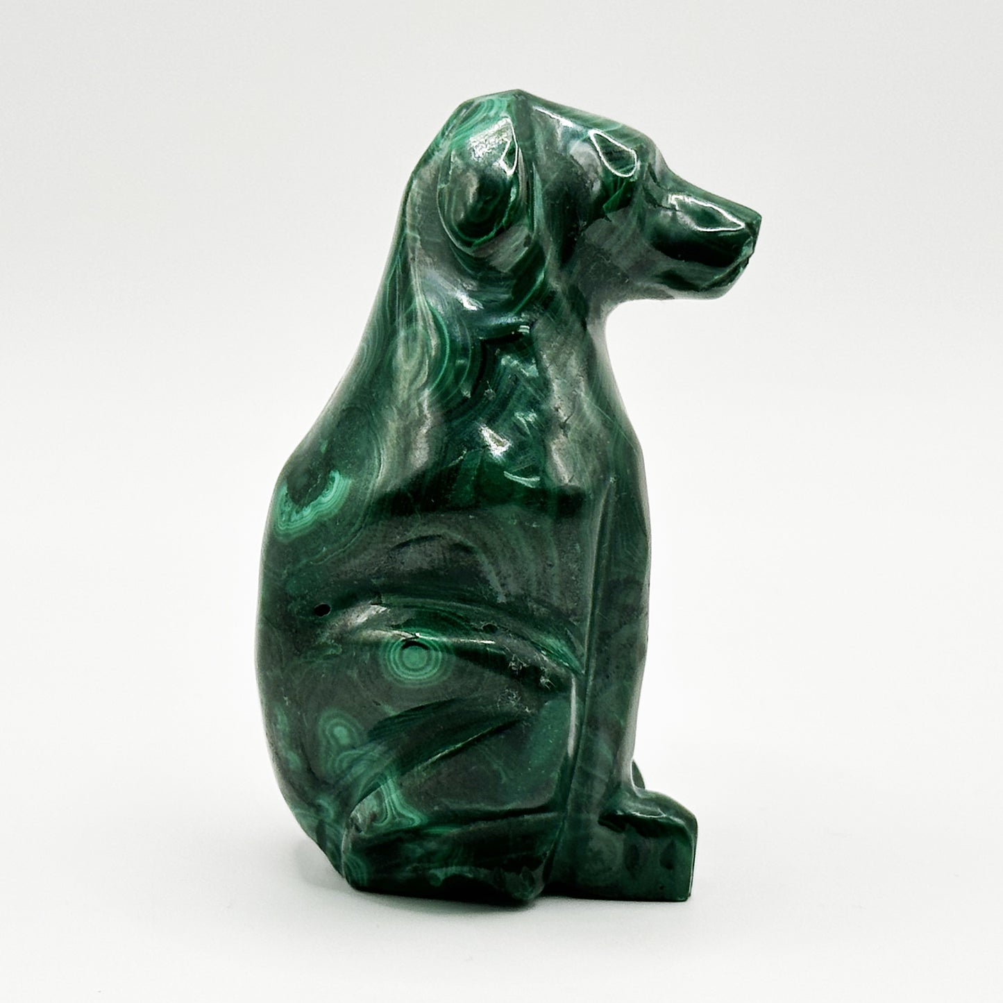 Natural Malachite Dog Carving - Gem Avenue