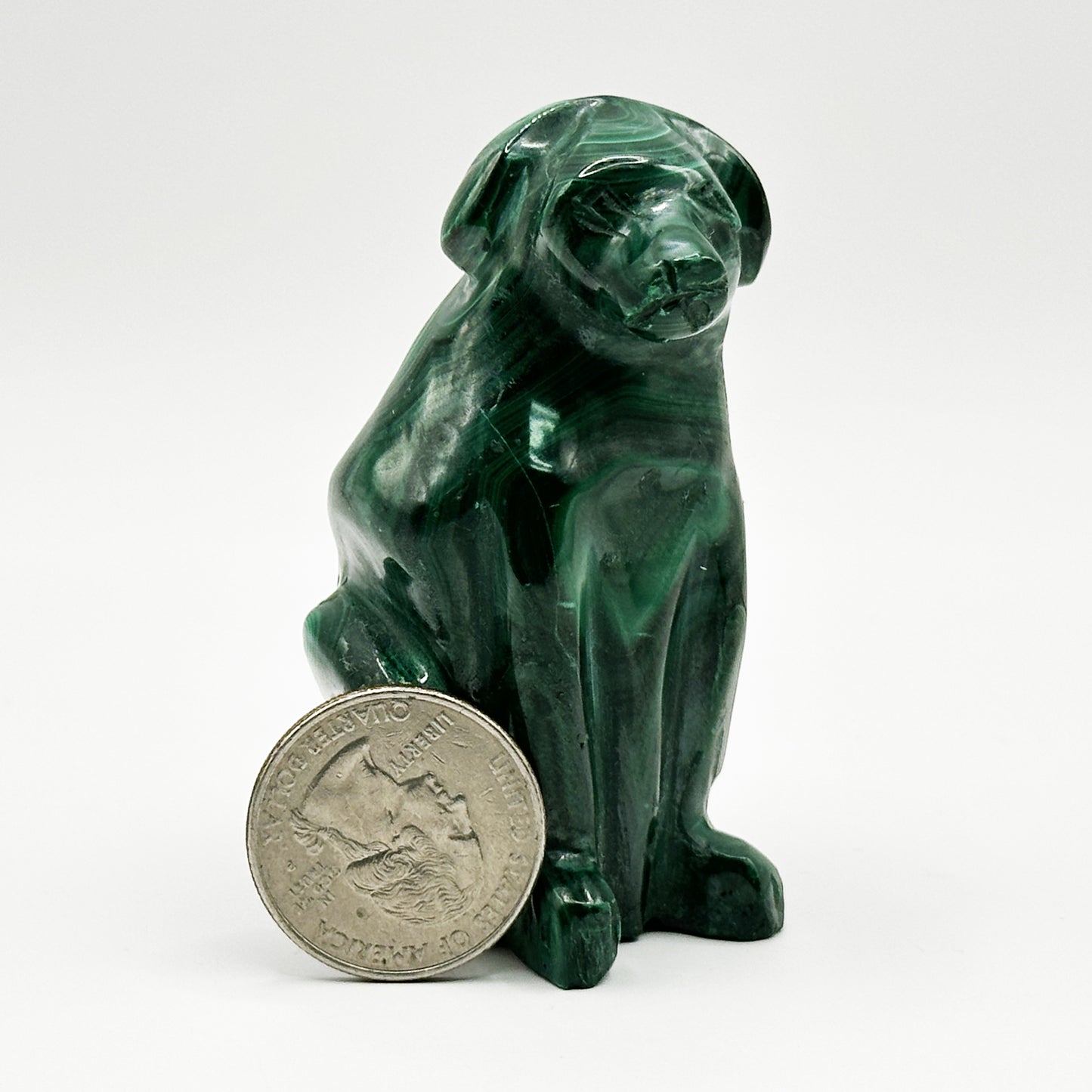 Natural Malachite Dog Carving - Gem Avenue