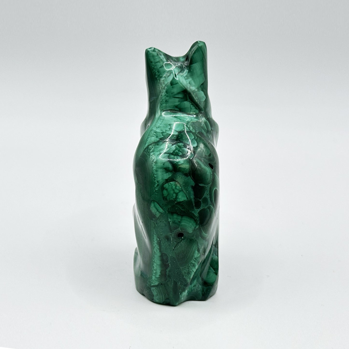 Natural Malachite Cat Carving - Gem Avenue