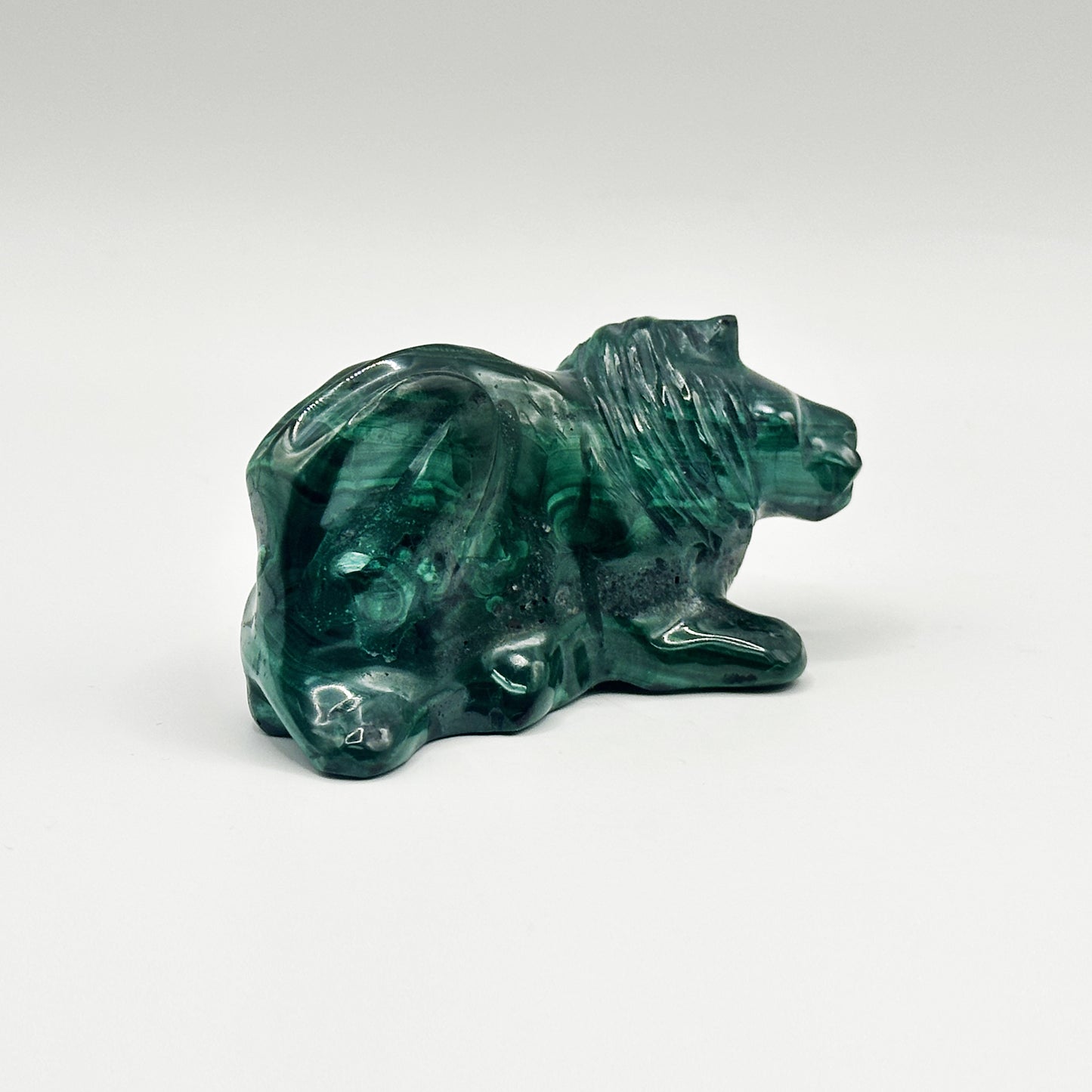 Natural Malachite Lion Carving - Gem Avenue