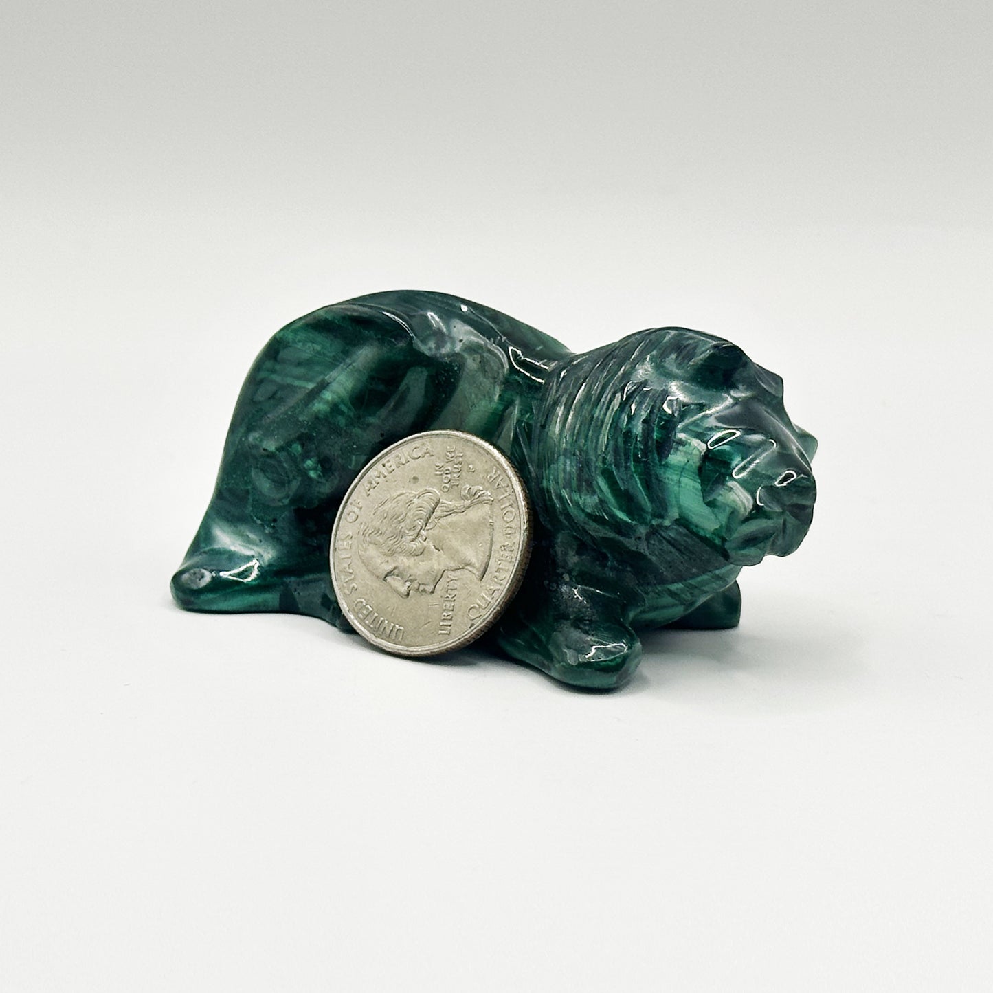 Natural Malachite Lion Carving - Gem Avenue