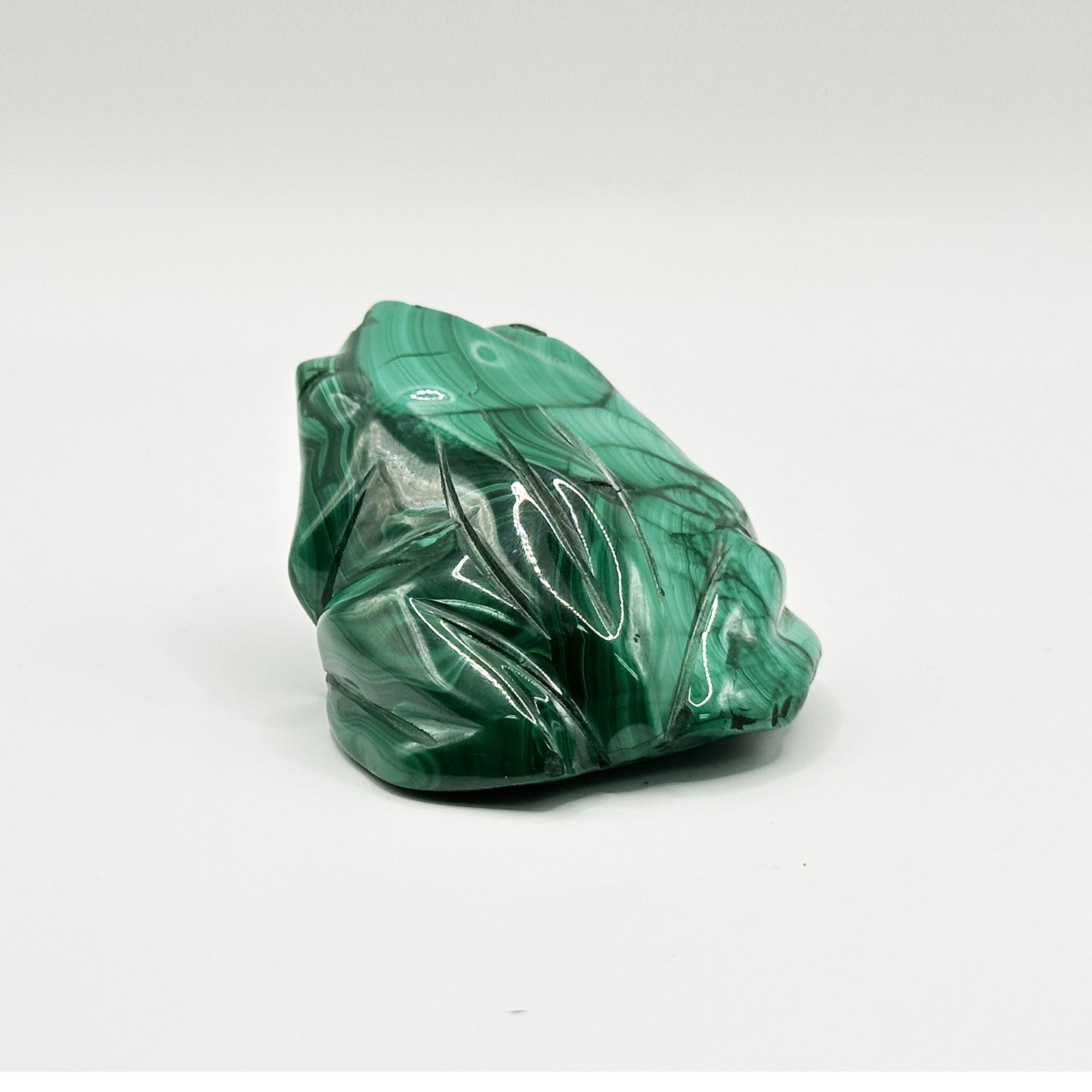 Natural Malachite Frog Carving - Gem Avenue