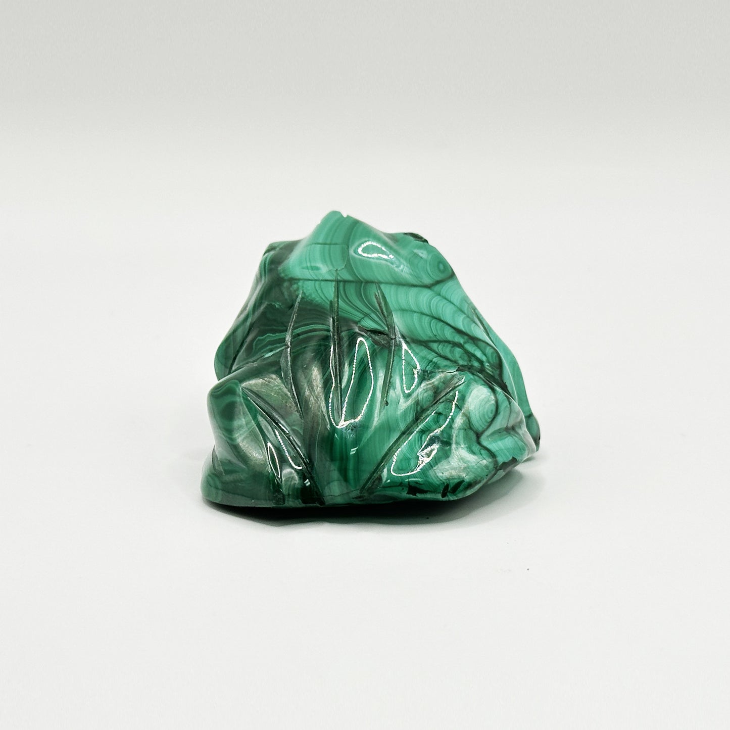 Natural Malachite Frog Carving - Gem Avenue