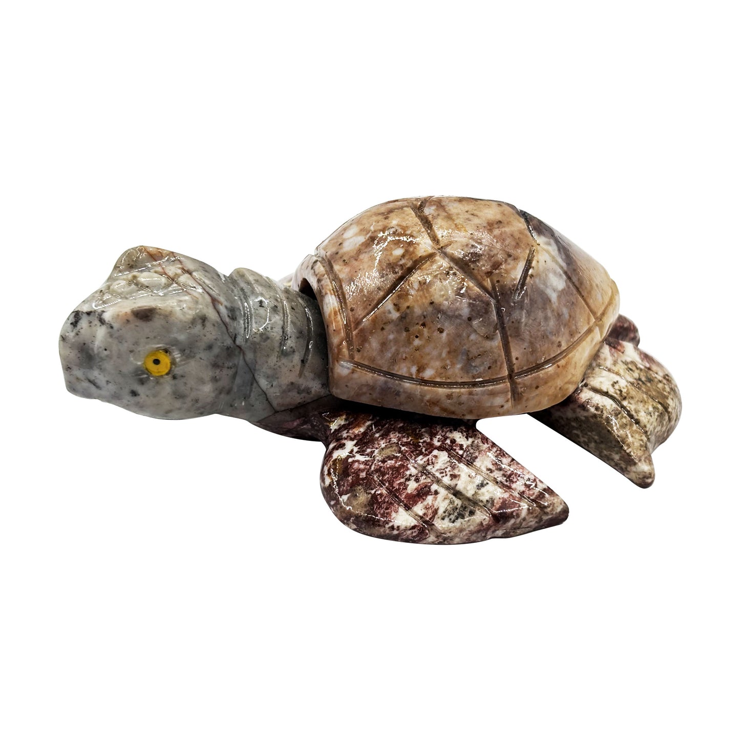 Hand-Carved Soapstone Turtle Crystal Figurine Natural Healing Stone Sculpture, Unique Turtle Animal Totem Mineral Collector Specimen