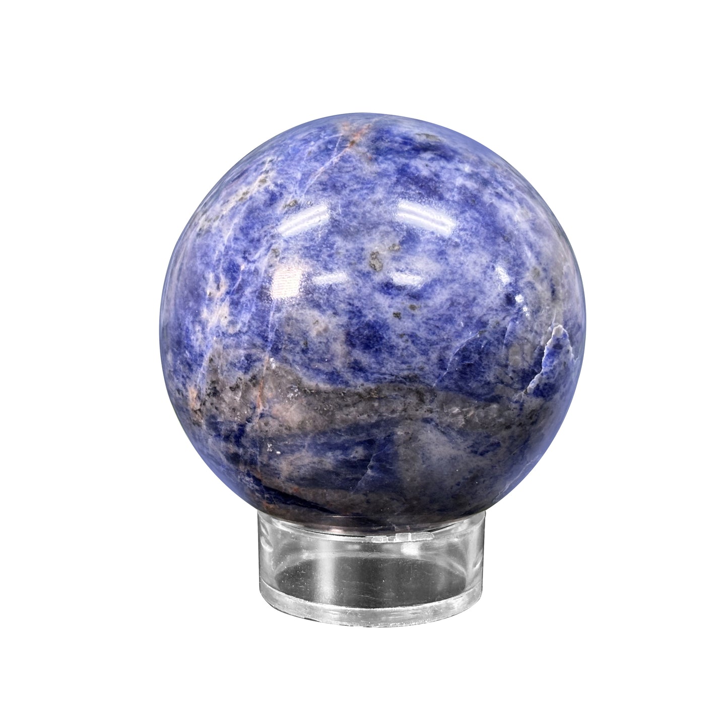 Polished Sodalite Crystal Sphere Natural blue gemstone for meditation, energy balance, healing, and home decor. Smooth, glossy, and perfect for display.