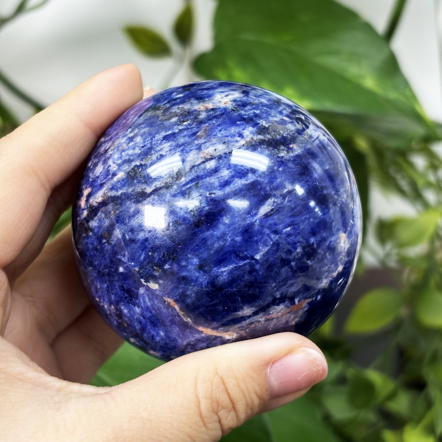 Polished Sodalite Crystal Sphere Natural Blue Gemstone Ball for Meditation, Energy Work & Home Decor - RBL324