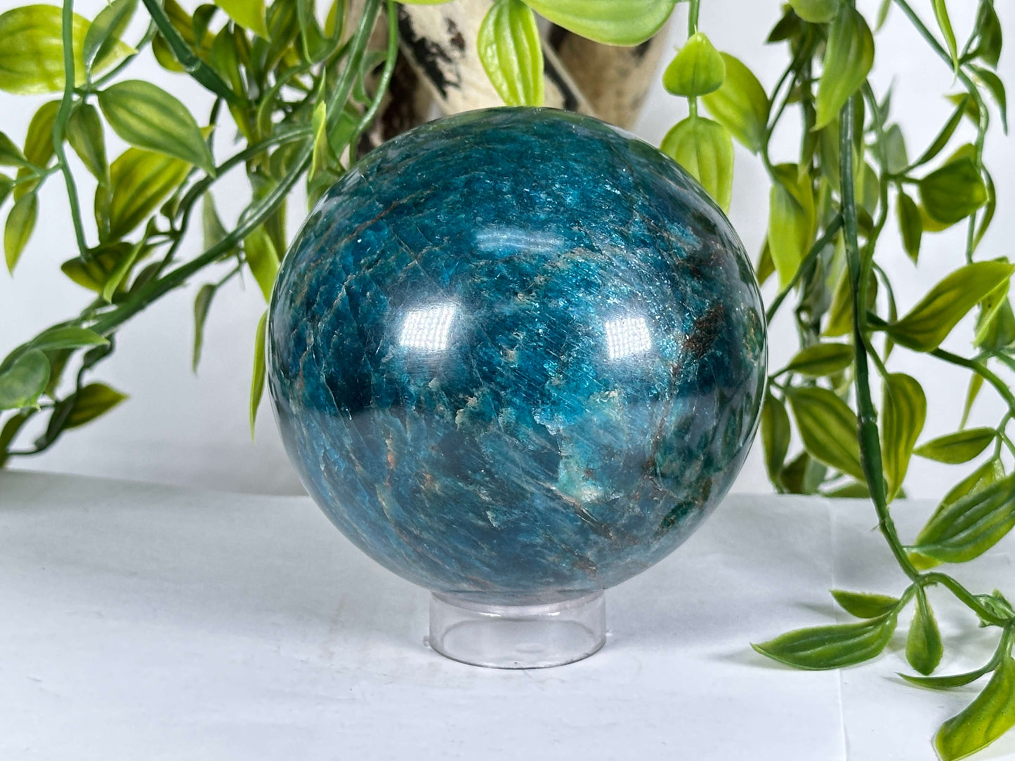 Natural Blue Apatite Polished Crystal Sphere for Energy & Decor - RBL351
