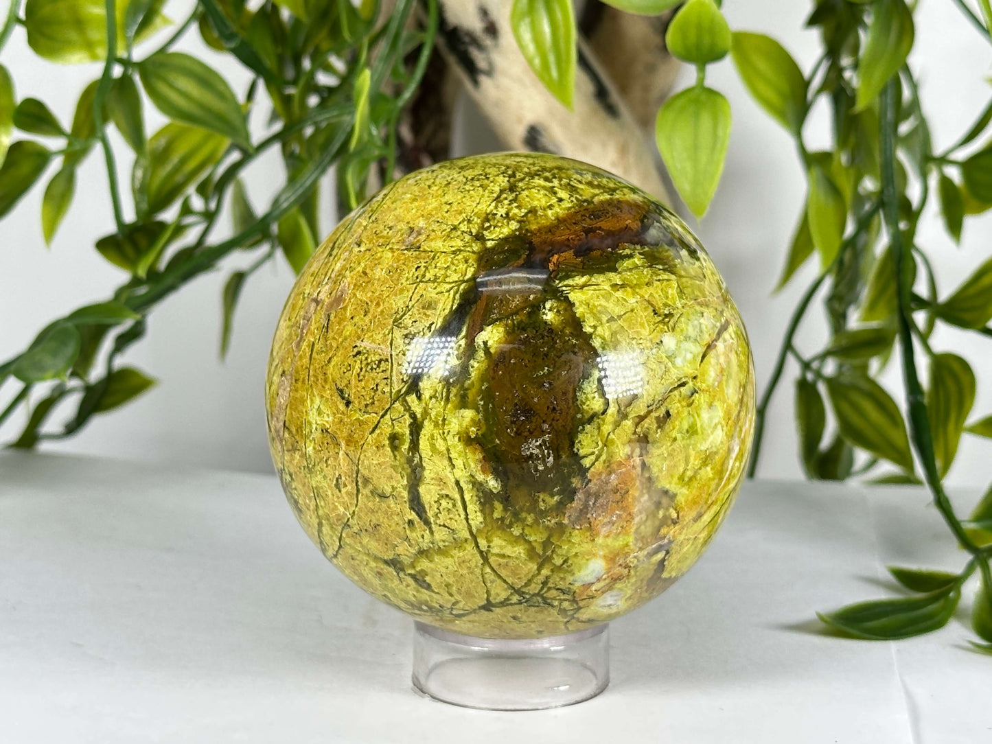 Natural Green Opal Polished Crystal Sphere for Energy & Decor - RBL352